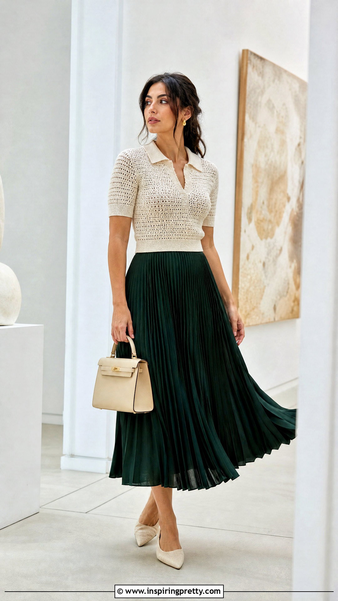 Crochet Top With Pleated Midi Skirt - 50 boho crochet top outfit ideas