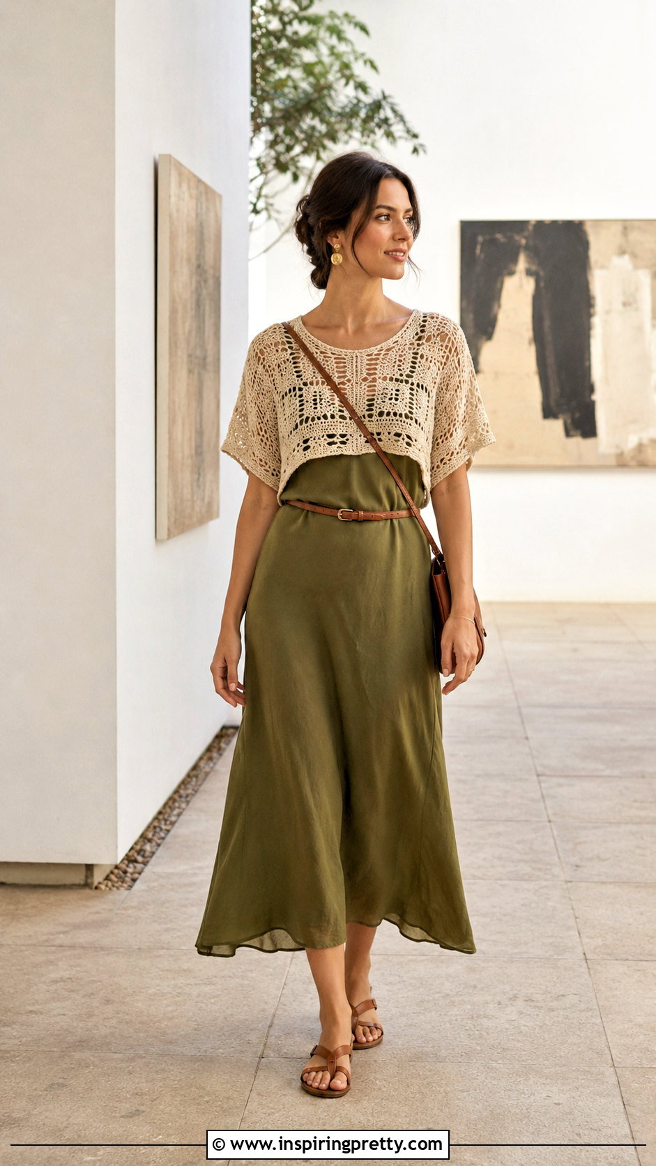 Crochet Top With Slip Dress - 50 crocheted tops outfit ideas