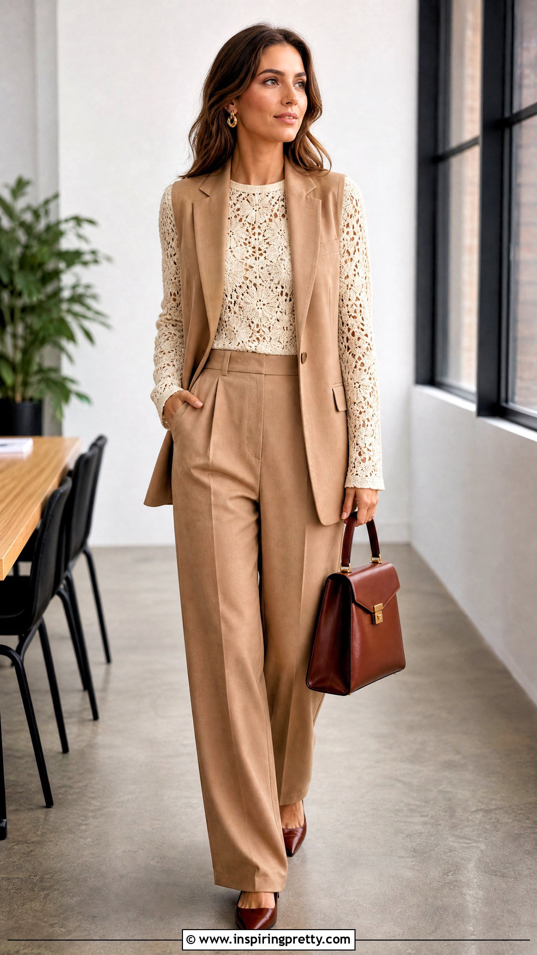 Crochet Top With Tailored Vest And Trousers - 50 crochet tops outfit ideas