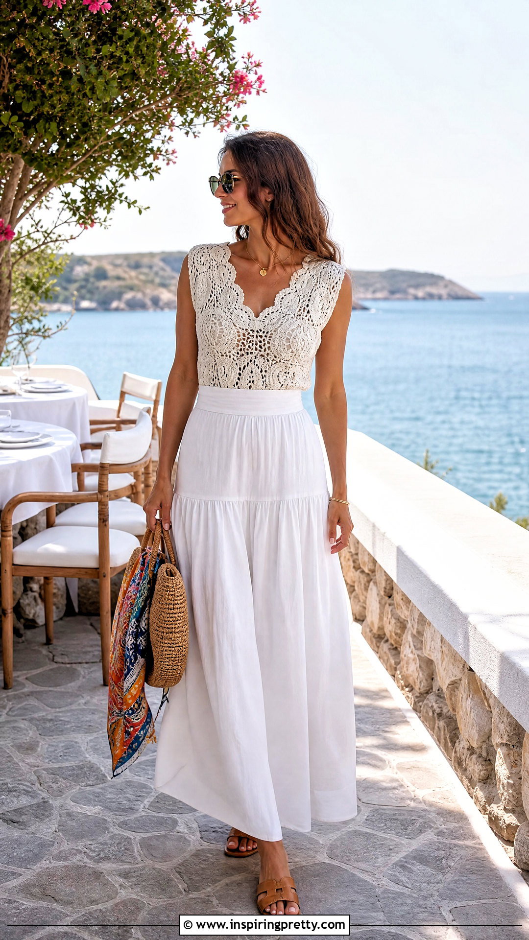Crochet Top With White Maxi Skirt - 50 top de crochê outfit ideas