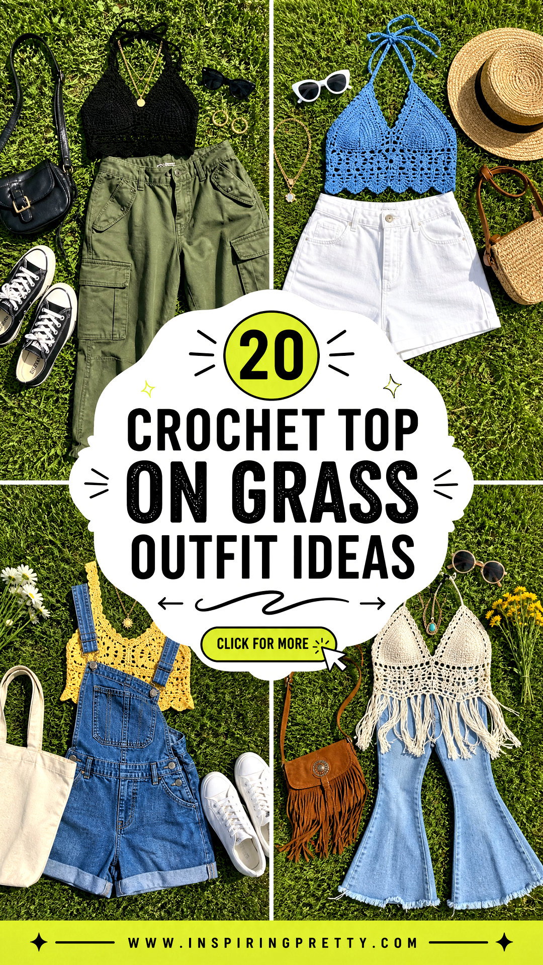 20 Crochet Top on Grass Outfit Ideas for Outdoor Shoots - 20 Crochet Top on Grass Outfit Ideas for Outdoor Shoots