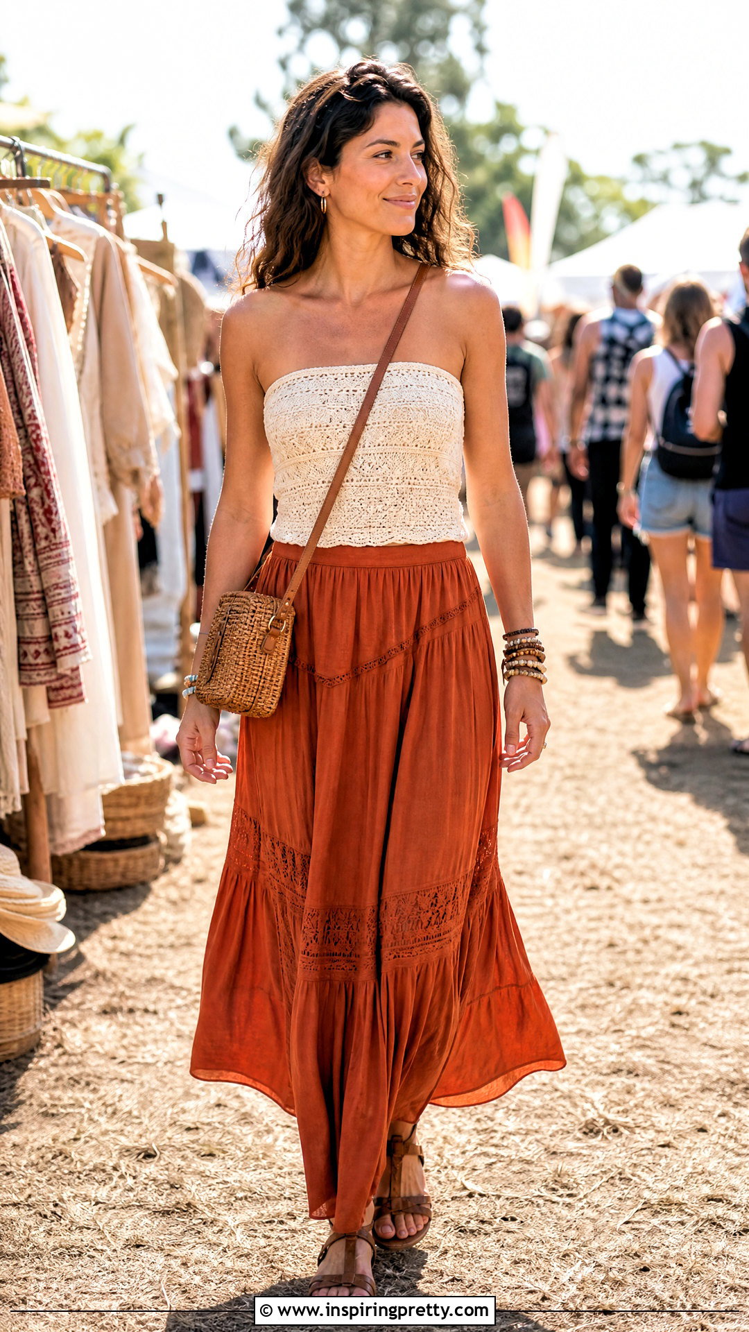 Crochet Tube Top And Peasant Maxi Skirt Outfit - 50 tube top and skirt outfit ideas