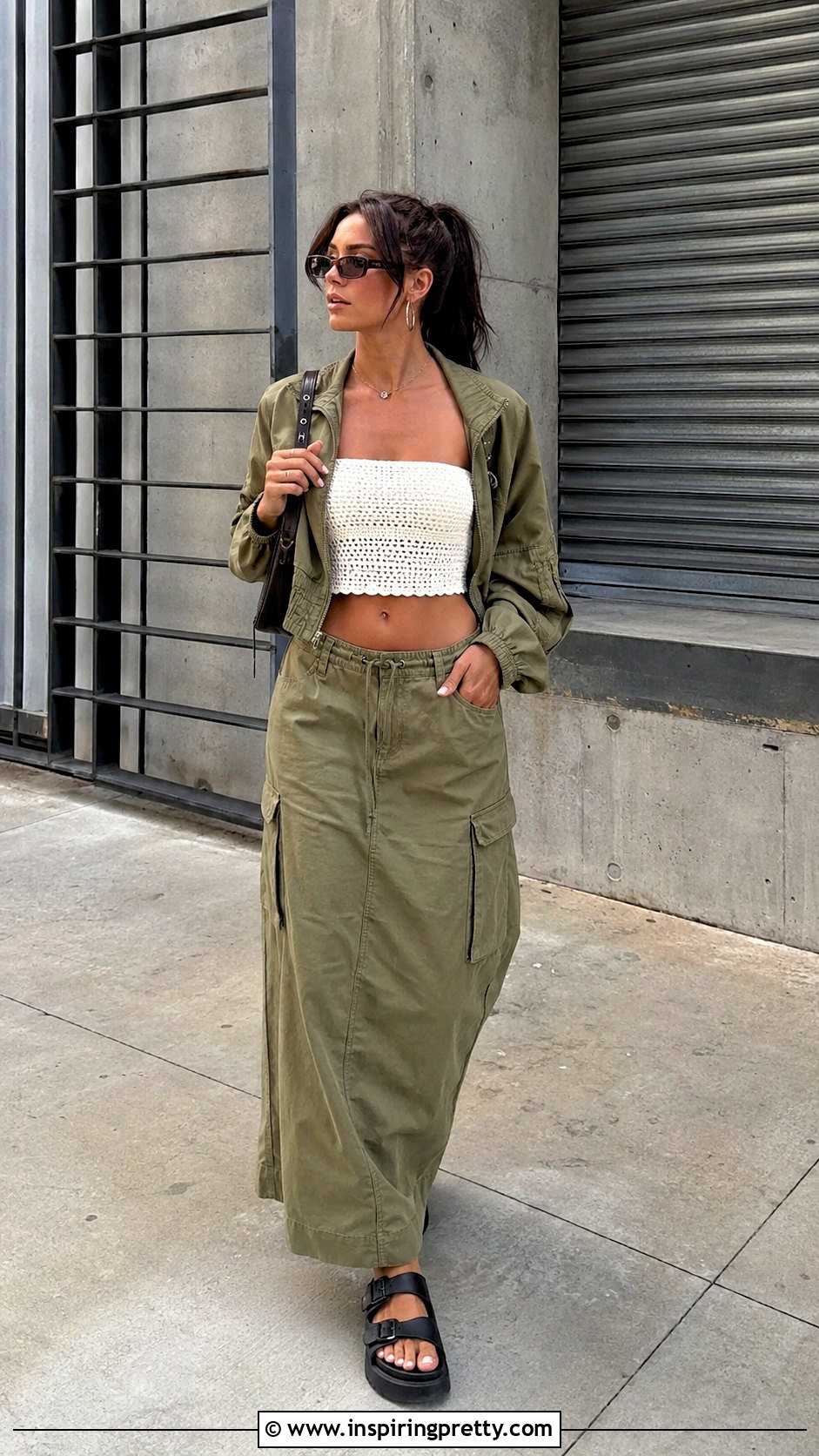 Crochet Tube Top With A Cargo Maxi Skirt - 50 crochet tube top outfit ideas
