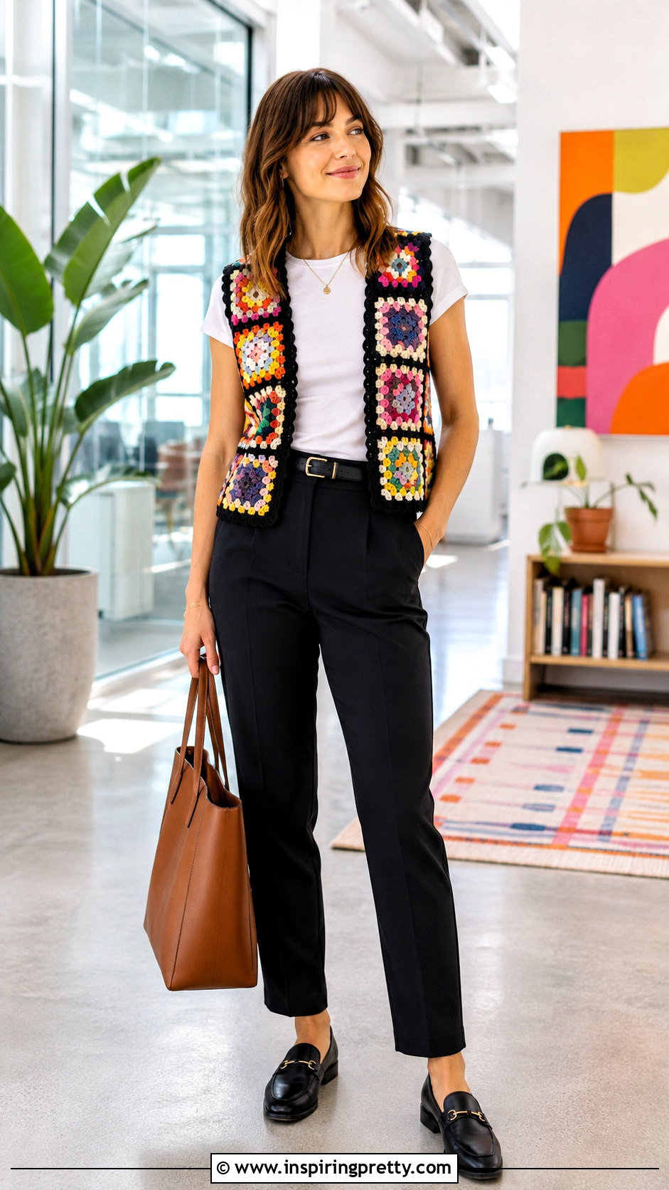 Crochet Vest Over T Shirt With Trousers - 50 crochet tops aesthetic
