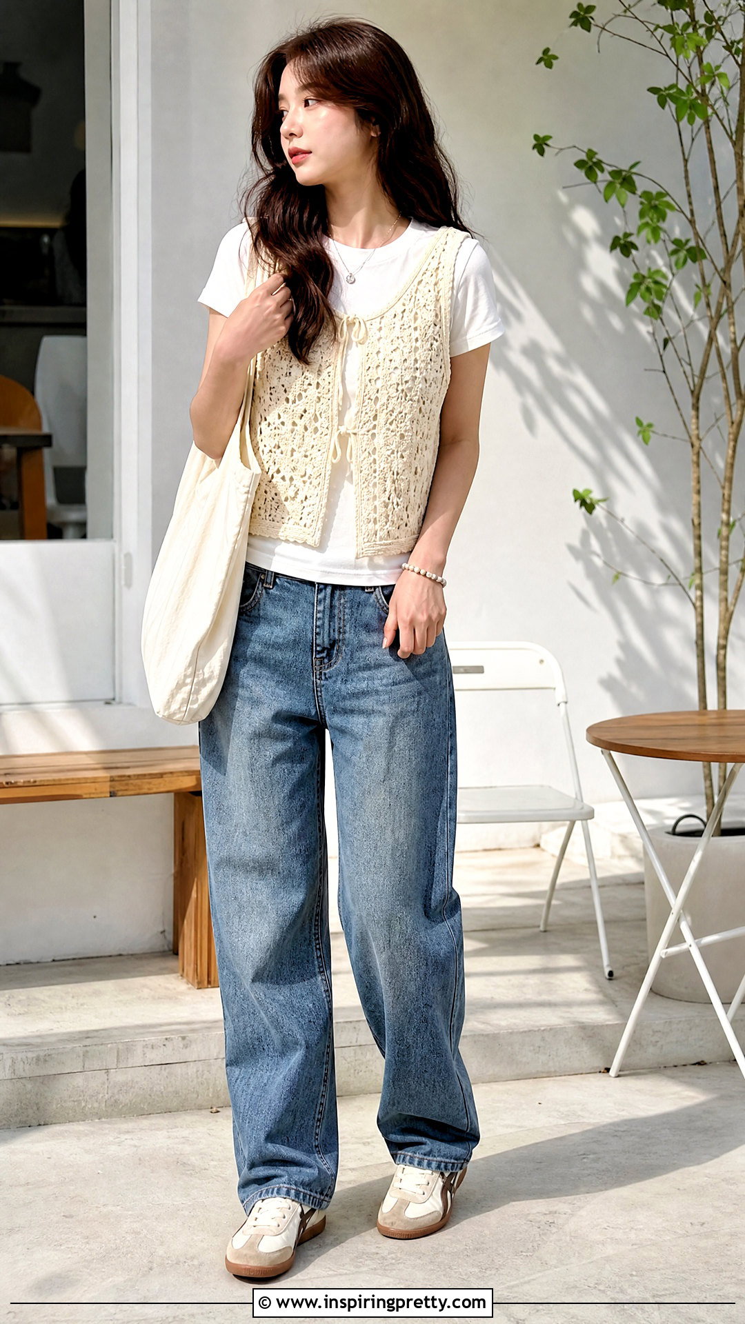 Crochet Vest Top With T Shirt And Jeans - 50 girls top designs