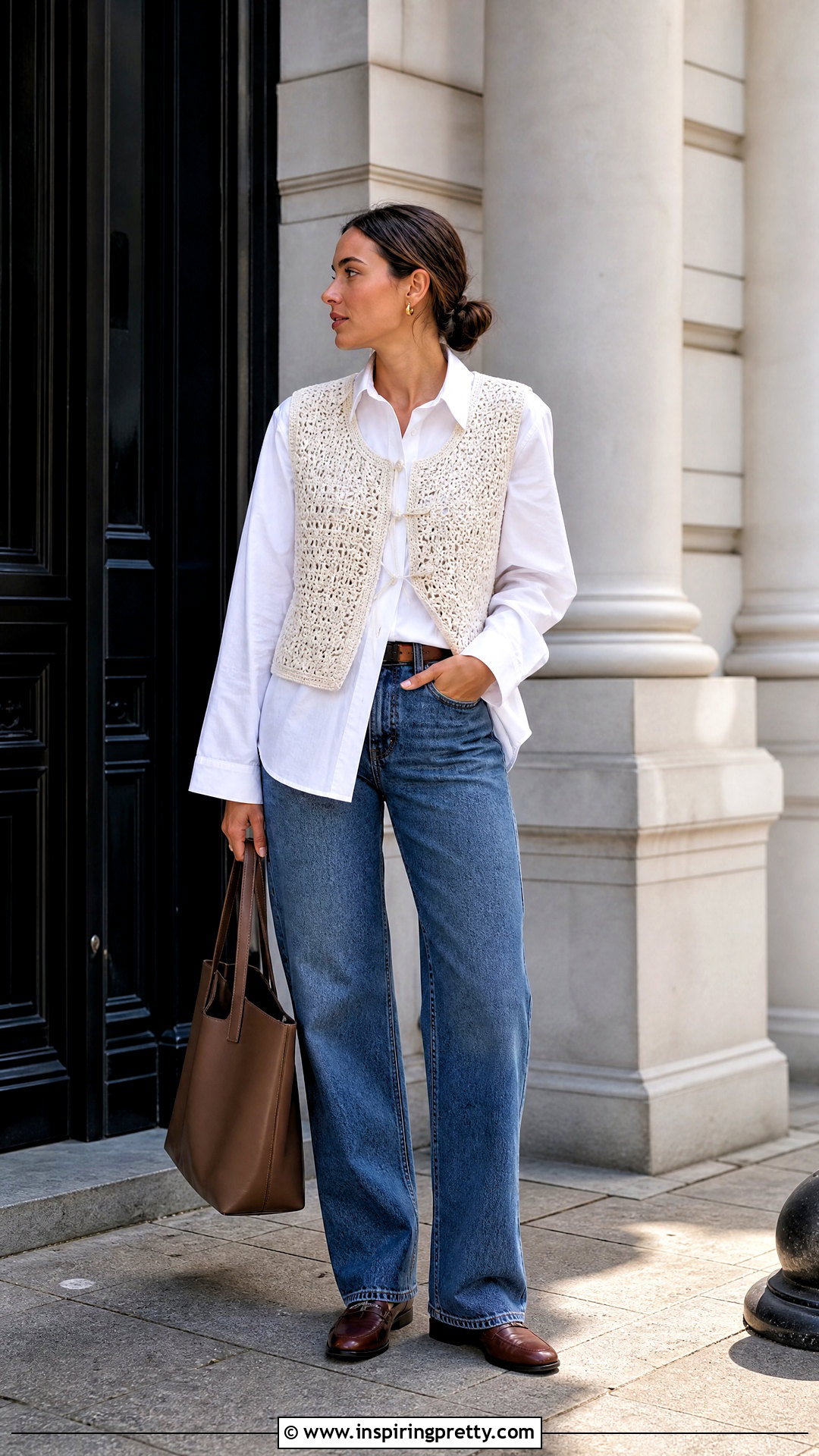 Crochet Vest With White Shirt And Jeans - 50 crochet tops outfit ideas