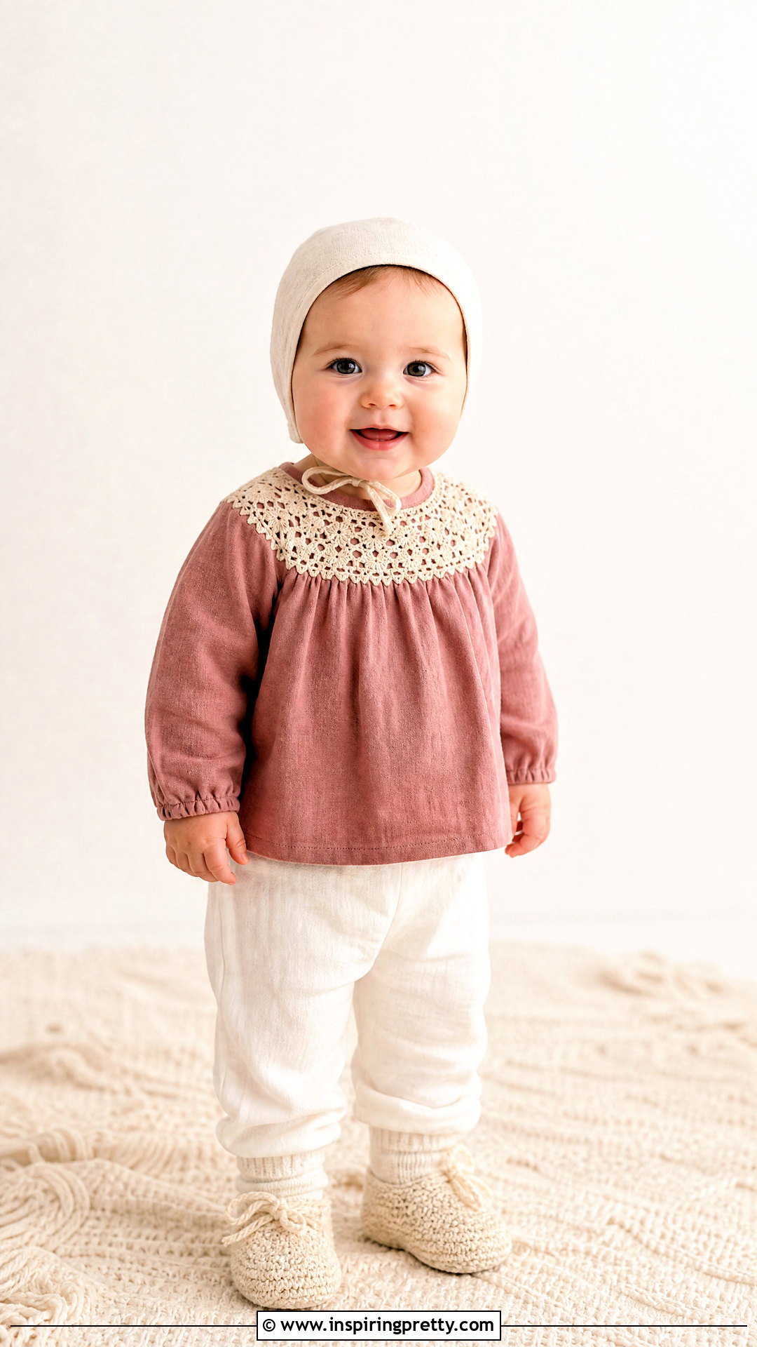 Crochet Yoke Baby Top With Cotton Pants - 50 baby tops designs