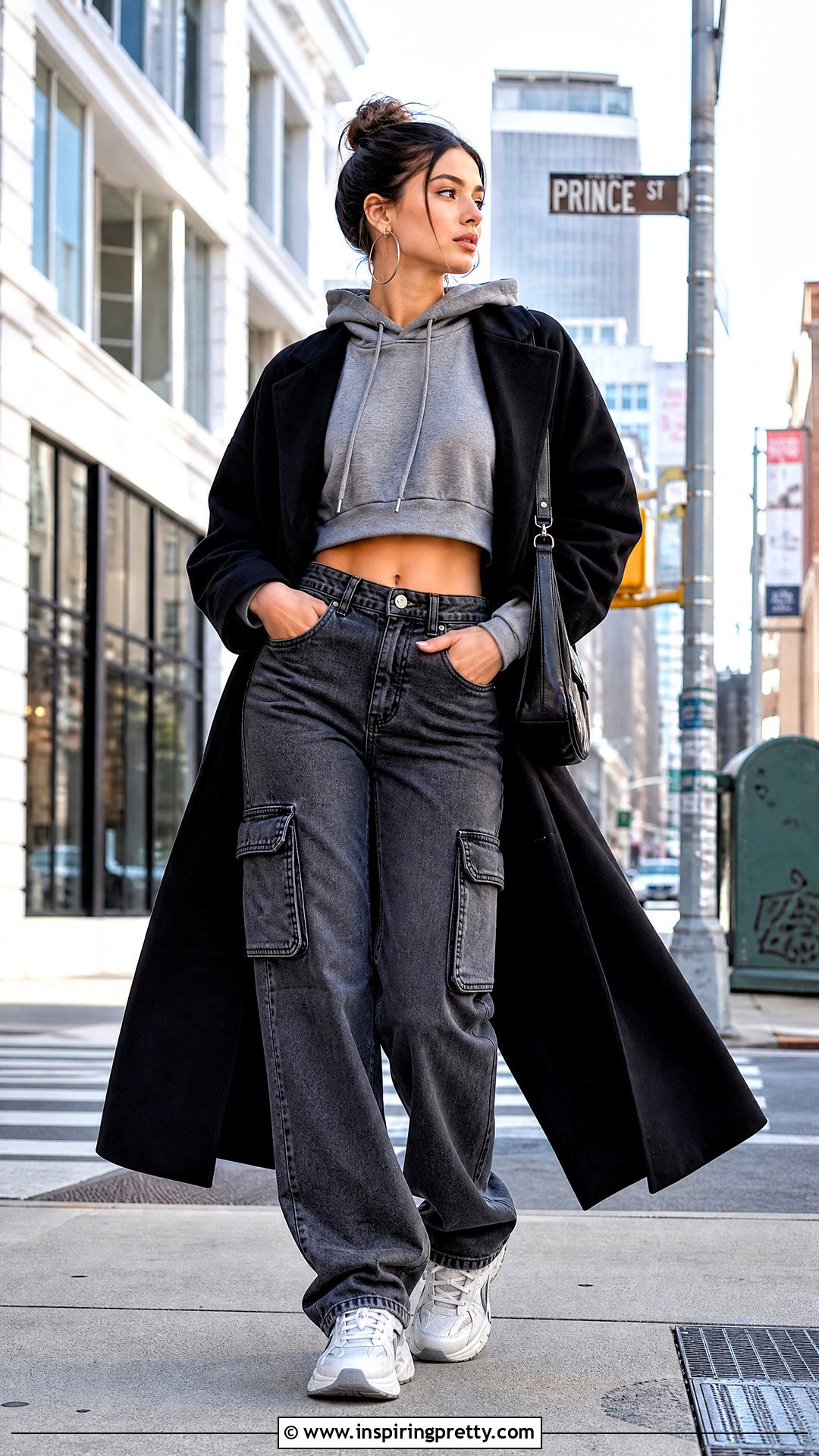 Crop Hoodie With Cargo Jeans - 50 stylish crop top outfit ideas