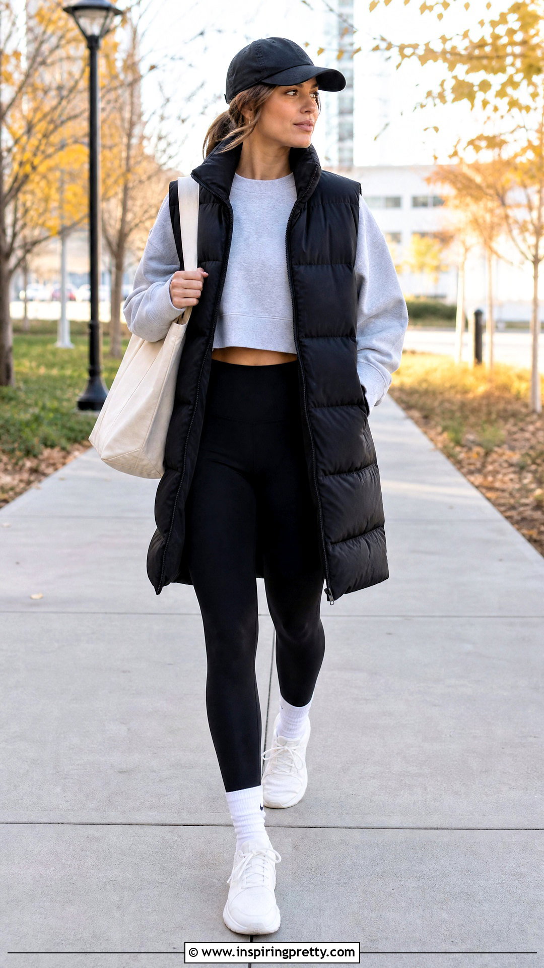 Crop Sweatshirt With Leggings - 50 crop tops for women outfit ideas