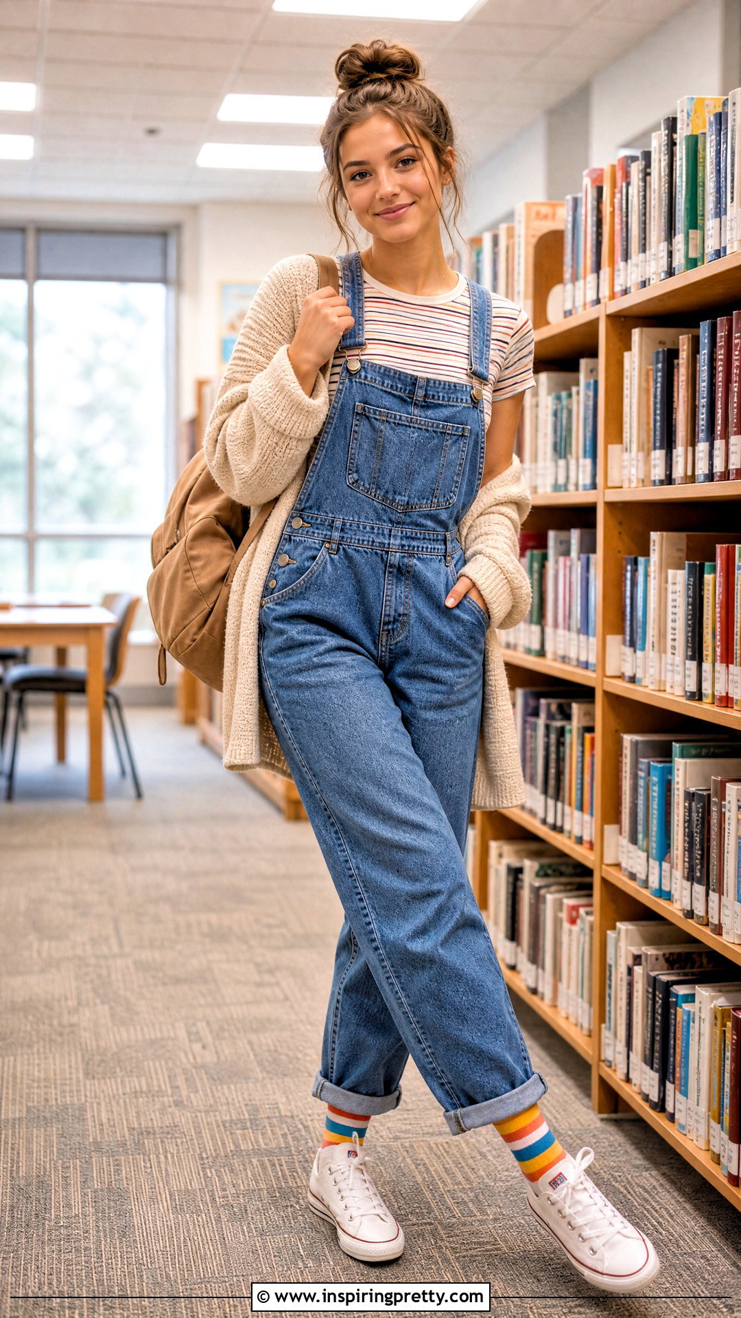 Crop T Shirt With Denim Overalls Outfit - 20 Crop Top High School outfit ideas