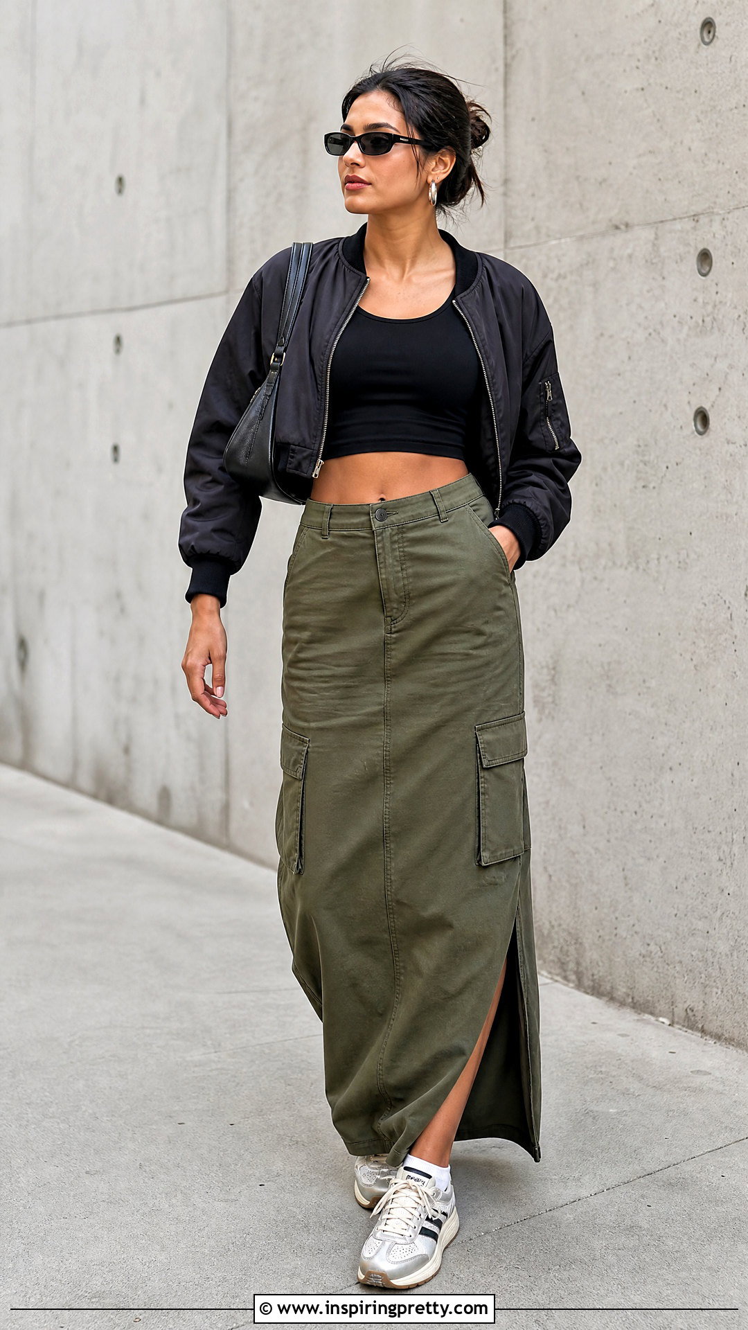 Crop Tank Top And Cargo Maxi Skirt Outfit - 50 crop top and skirt outfits