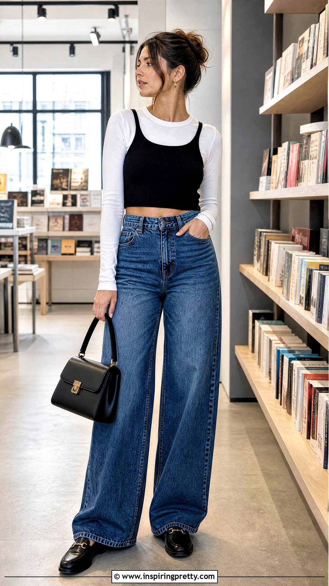 Crop Tank Top Over Long Sleeve Shirt - 50 Crop Tank Top outfit ideas