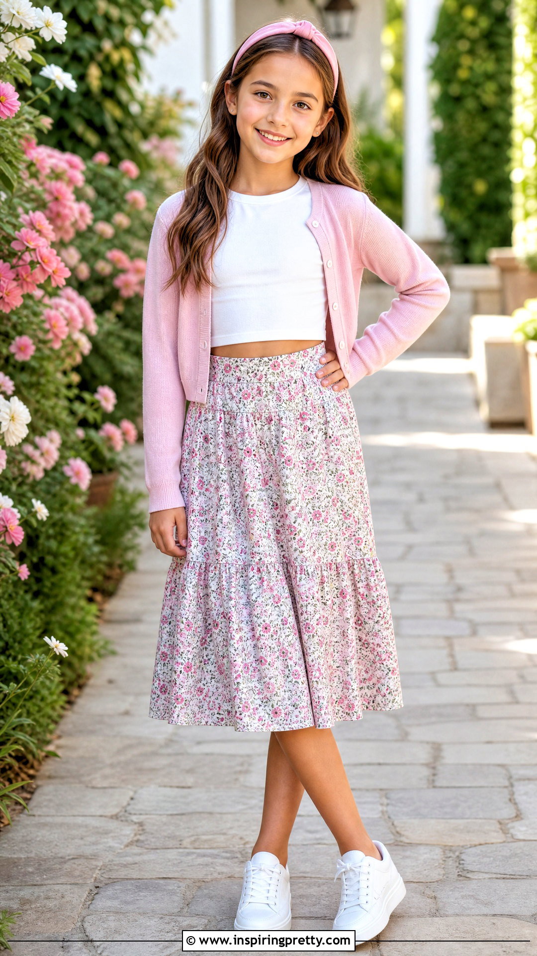 Crop Top And Floral Midi Skirt Outfit - 50 crop tops for kids