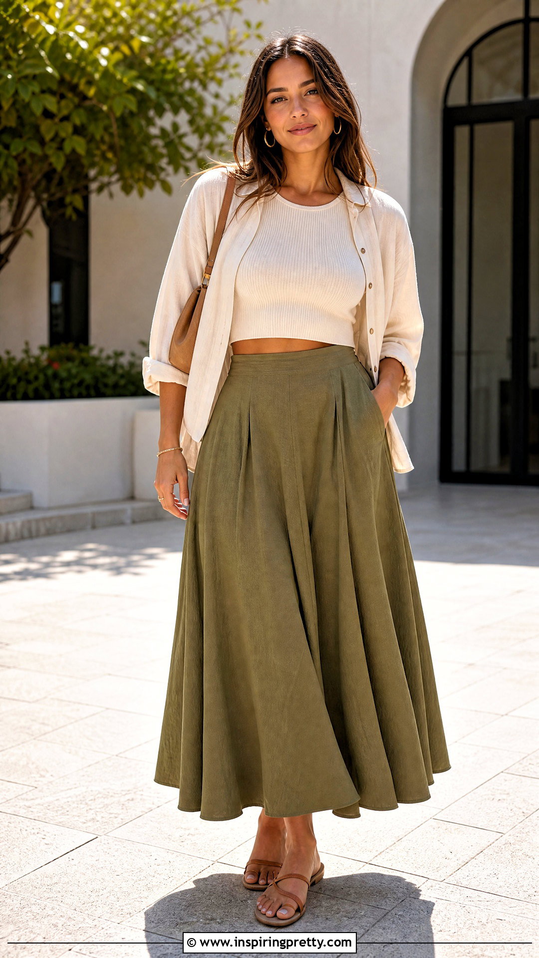 Crop Top And High Waisted Flare Skirt Outfit - 50 flare skirt and top outfit ideas