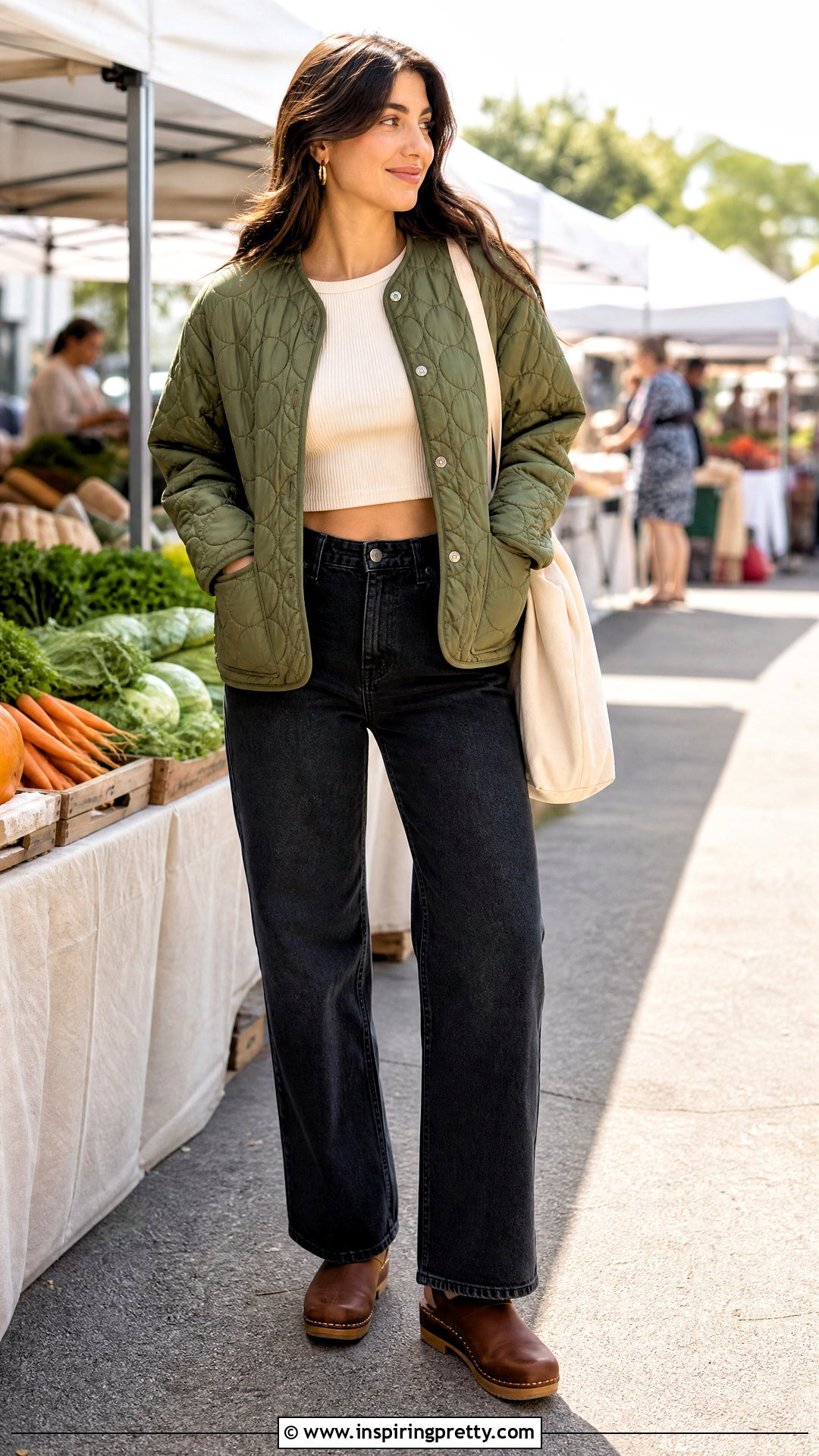 Crop Top And Quilted Jacket Outfit - 50 crop top jacket outfit ideas
