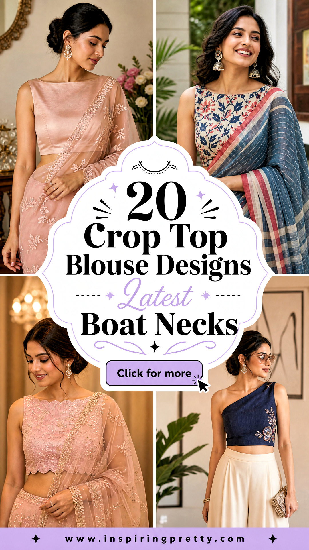 20 Crop Top Blouse Designs Latest Boat Necks Elegant Looks - 20 Crop Top Blouse Designs Latest Boat Necks: Elegant Looks