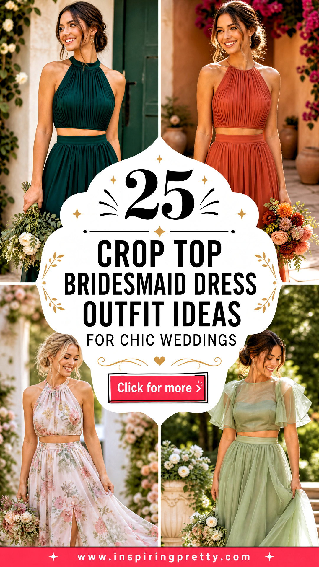 25 Crop Top Bridesmaid Dress Outfit Ideas for Chic Weddings - 25 Crop Top Bridesmaid Dress Outfit Ideas for Chic Weddings