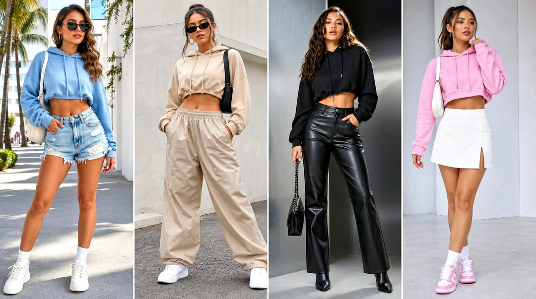50 Crop Top Hoodie Outfit Ideas for Cozy Streetwear Looks