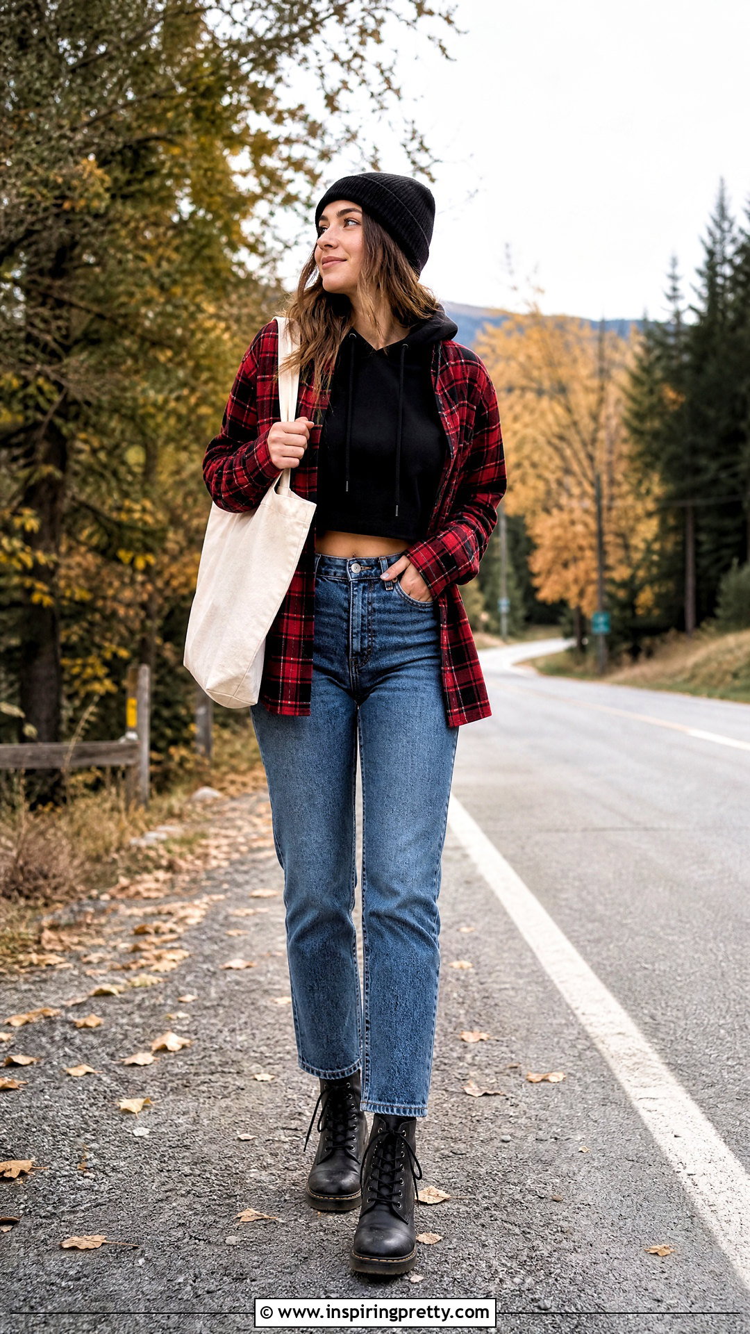 Crop Top Hoodie With Flannel Shirt And Jeans - 50 crop top hoodie outfit ideas