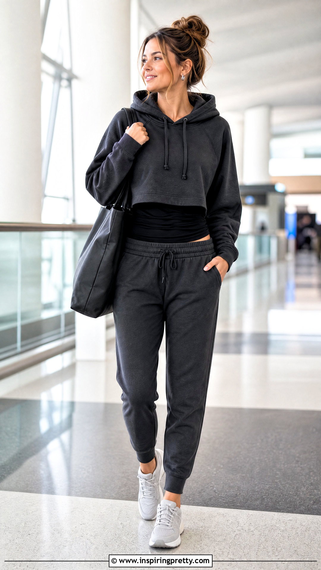 Crop Top Hoodie With Longline Tank And Joggers - 50 crop top hoodie outfit ideas