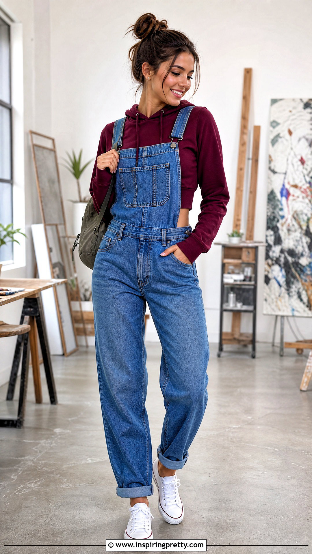 Crop Top Hoodie With Overalls - 50 crop top hoodie outfit ideas
