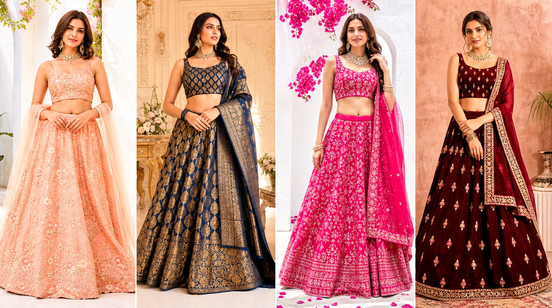50 Crop Top Lehenga Designs for Stunning Wedding Guest Style