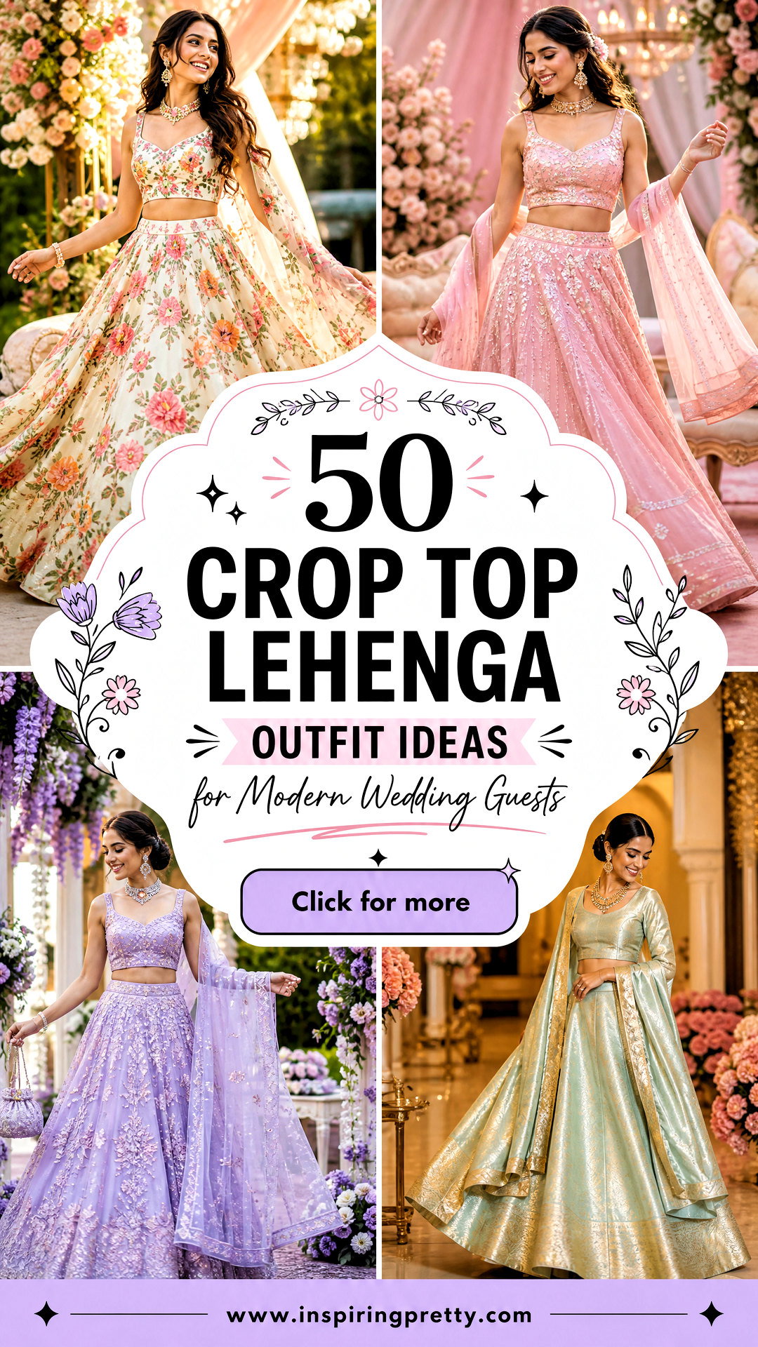 50 Crop Top Lehenga Outfit Ideas for Modern Wedding Guests - 50 Crop Top Lehenga Outfit Ideas for Modern Wedding Guests
