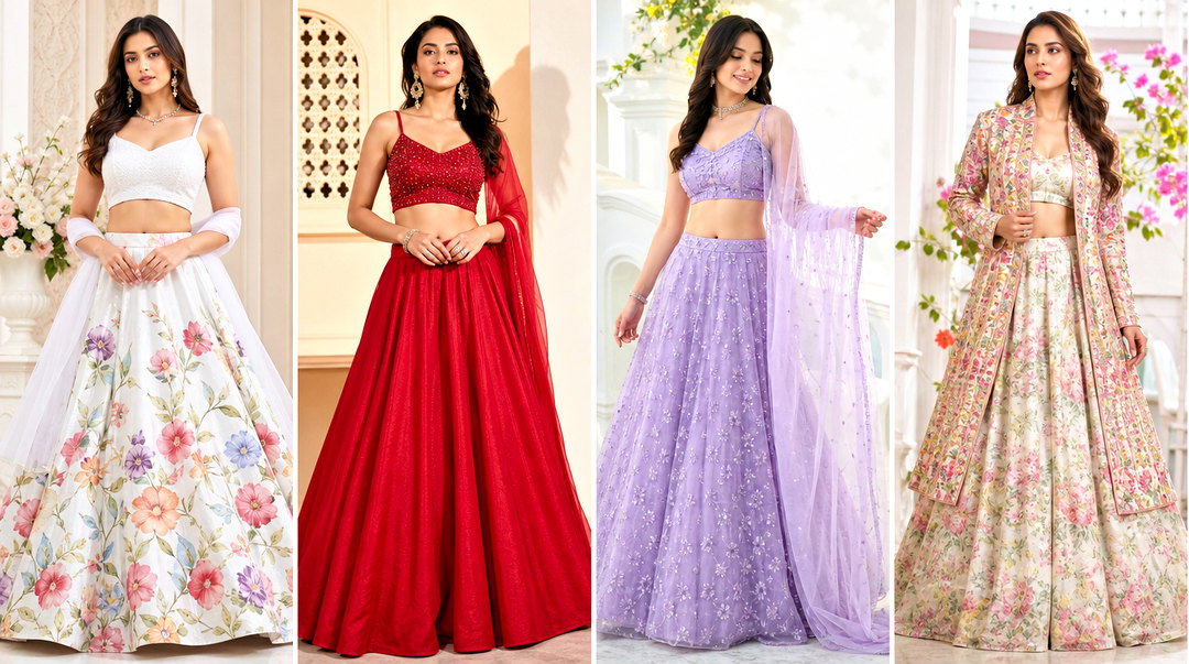 20 Crop Top Lehenga Simple Outfit Ideas: Elegant Festive Looks