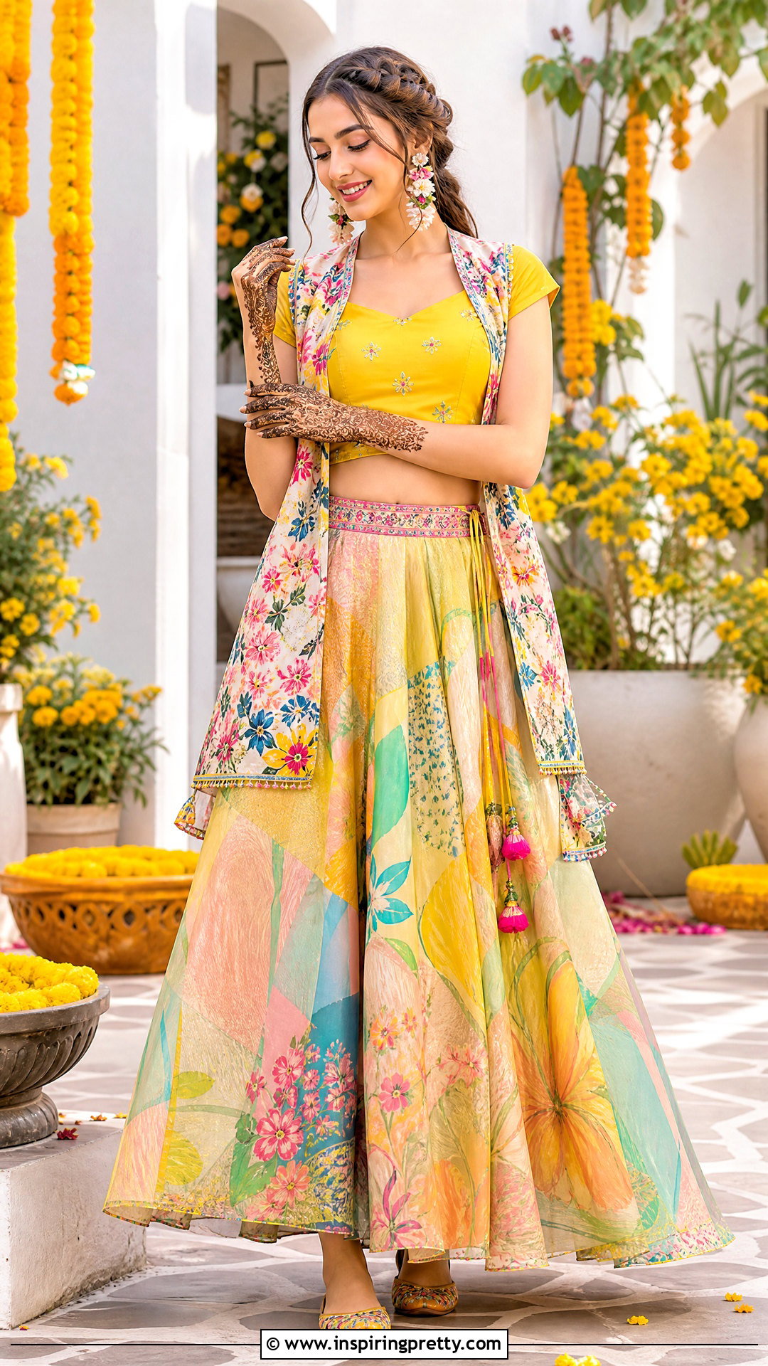 Crop Top Lehenga With Jacket For Mehndi - 50 crop top lehenga with jacket outfit ideas