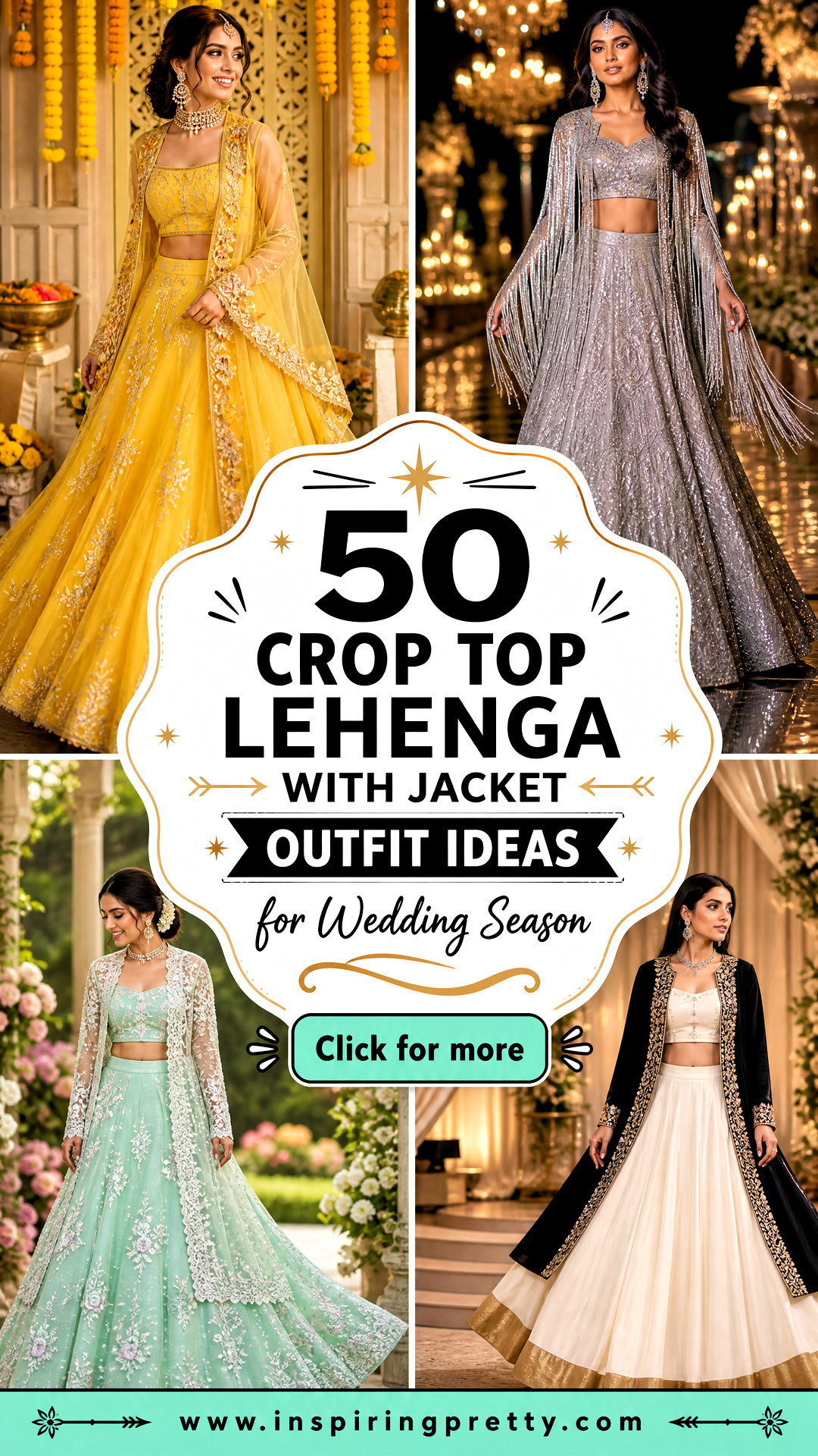 50 Crop Top Lehenga With Jacket Outfit Ideas for Wedding Season - 50 Crop Top Lehenga With Jacket Outfit Ideas for Wedding Season