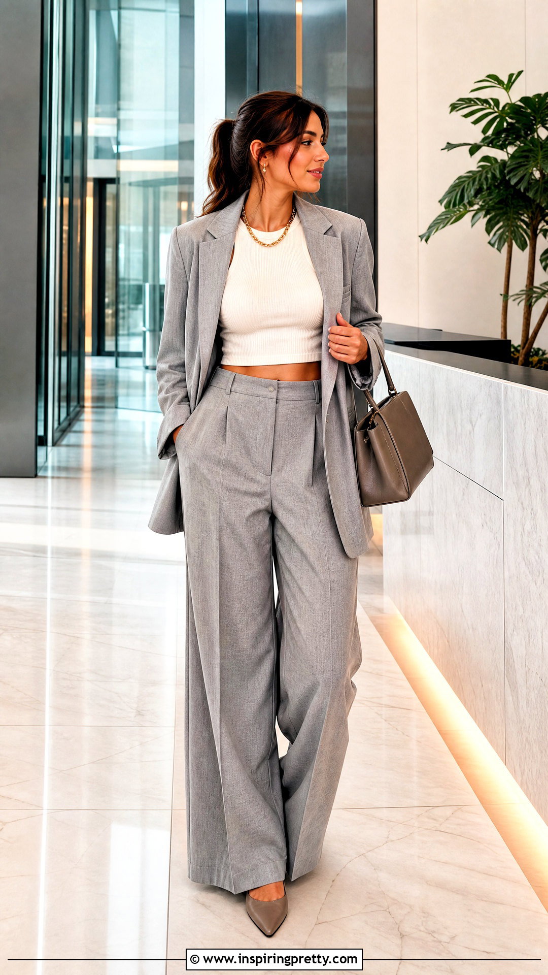 Crop Top Muscle Shirt With A Suit - 20 crop top muscle shirt outfit ideas