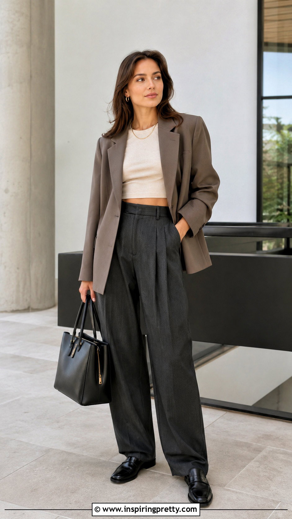 Crop Top Shirt With Pleated Trousers - 20 crop top shirt template ideas