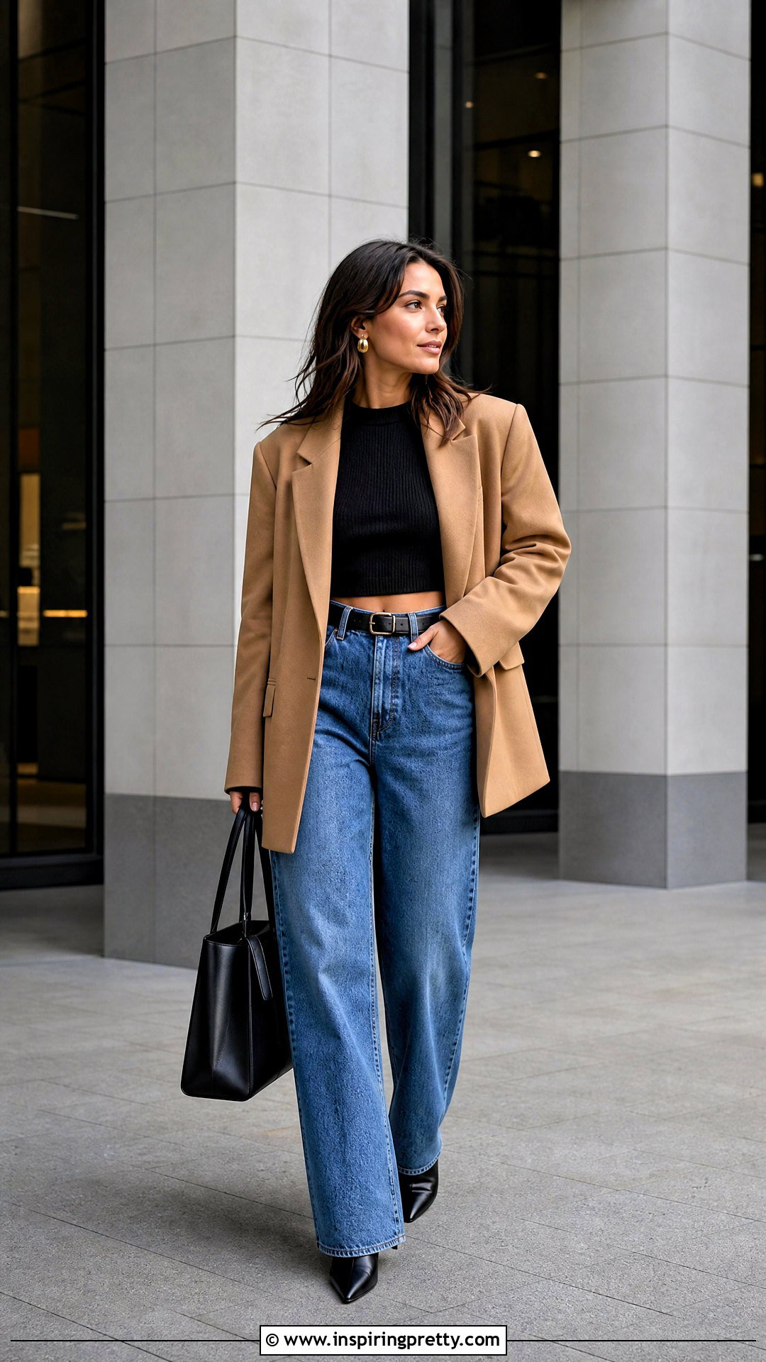 Crop Top Sweater With A Blazer And Jeans - 20 Crop Top Sweater Style ideas