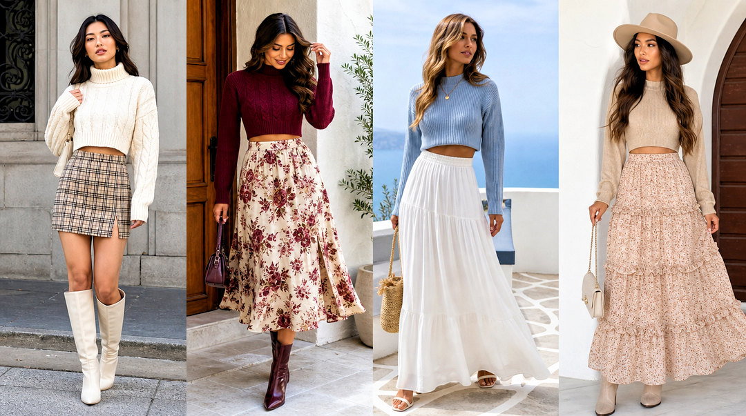 25 Crop Top Sweater With Skirt Outfits for Cozy Chic Style