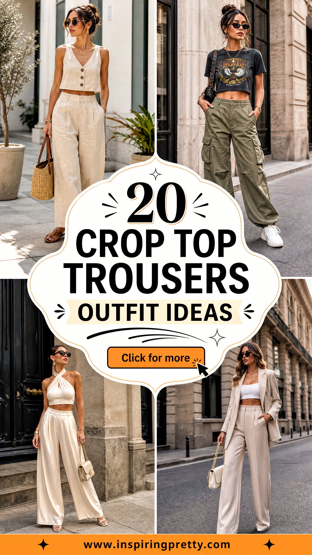 20 Crop Top Trousers Outfit Ideas for Effortless Chic Style - 20 Crop Top Trousers Outfit Ideas for Effortless Chic Style