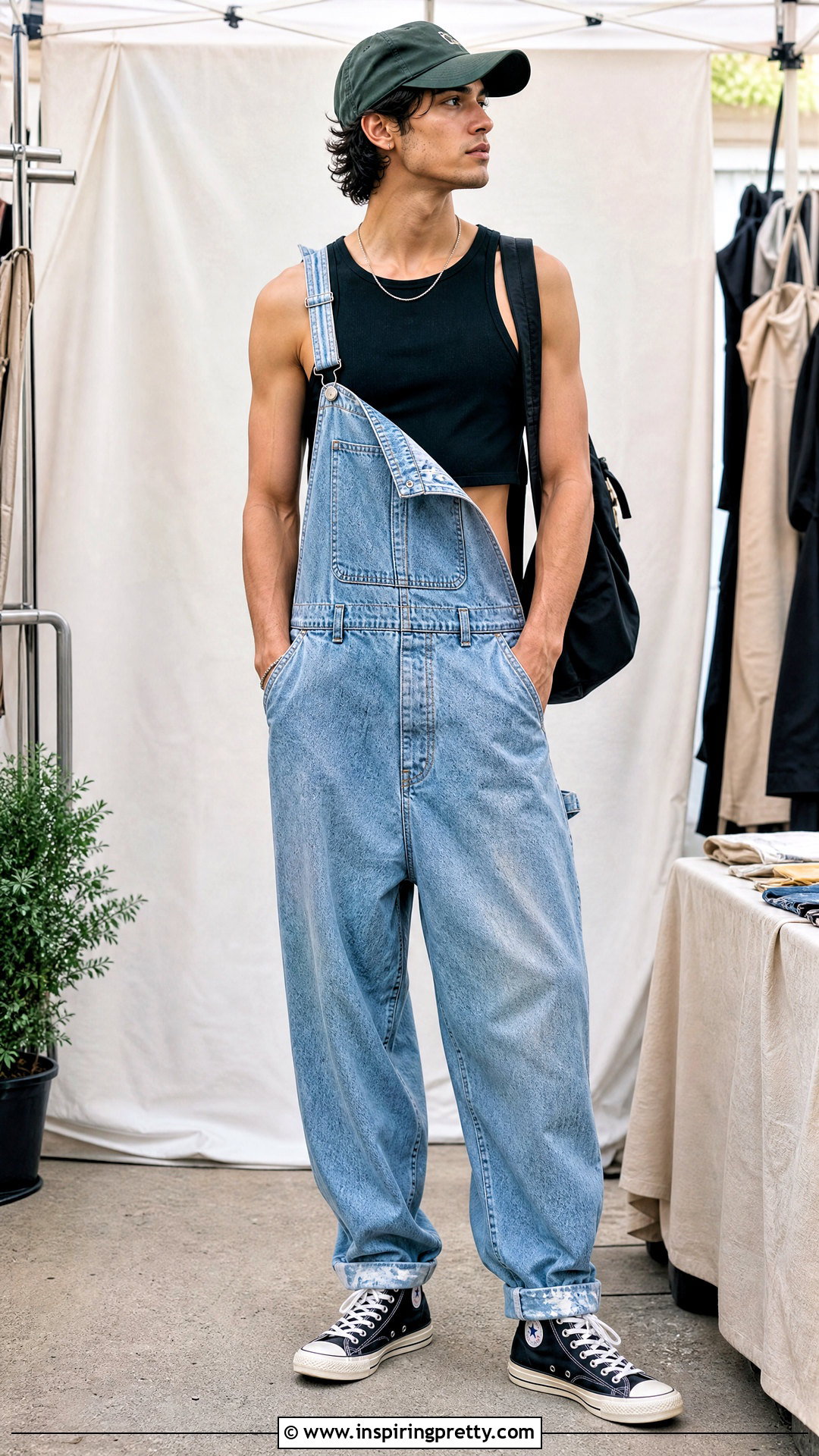Crop Top Under Overalls - 50 male crop top outfit ideas