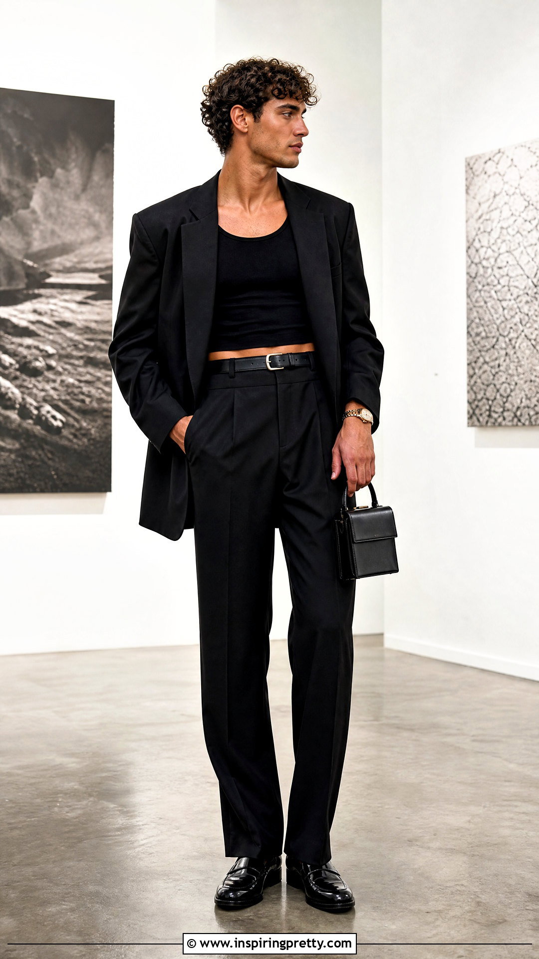 Crop Top With Blazer and Trousers - 50 male crop top outfit ideas