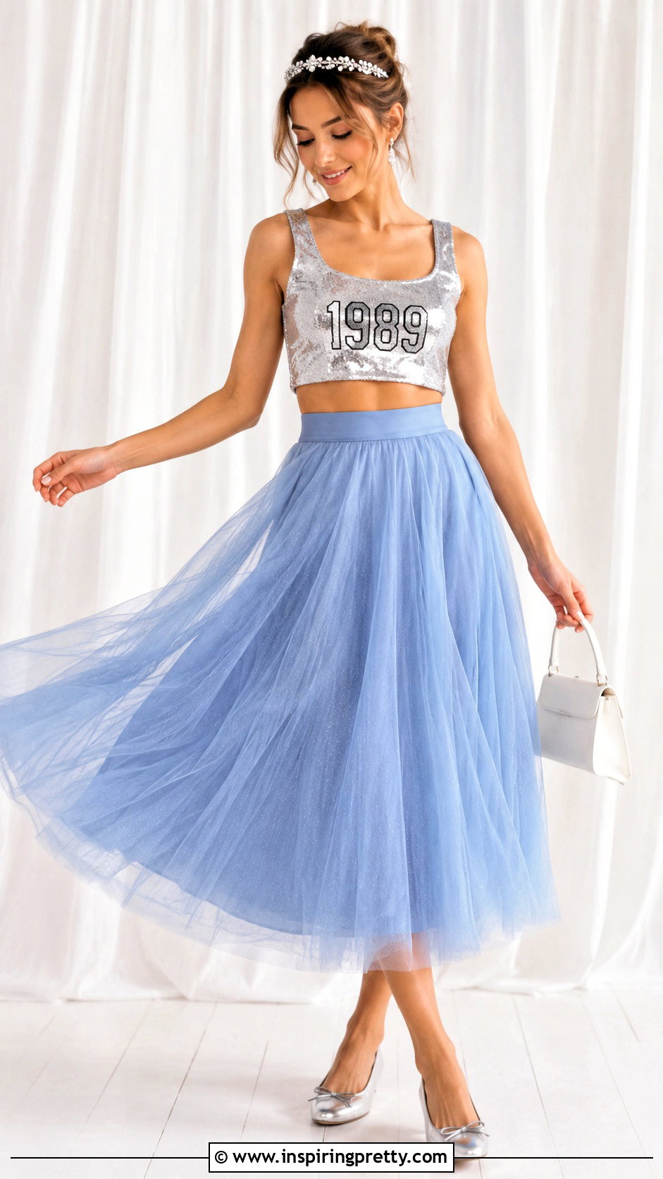 Crop Top With Blue Tulle Skirt - 20 1989 Crop Top outfit ideas