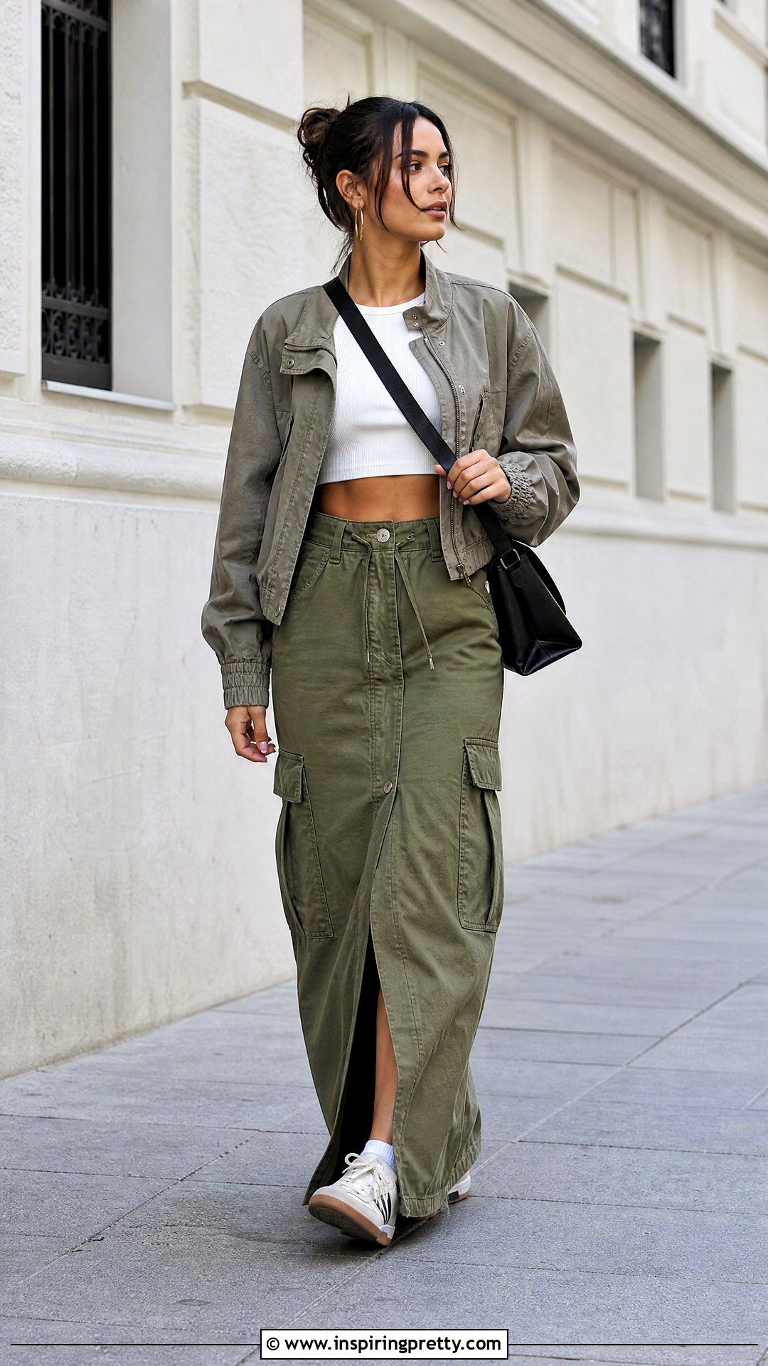 Crop Top With Cargo Long Skirt - 50 crop top with long skirt outfit ideas