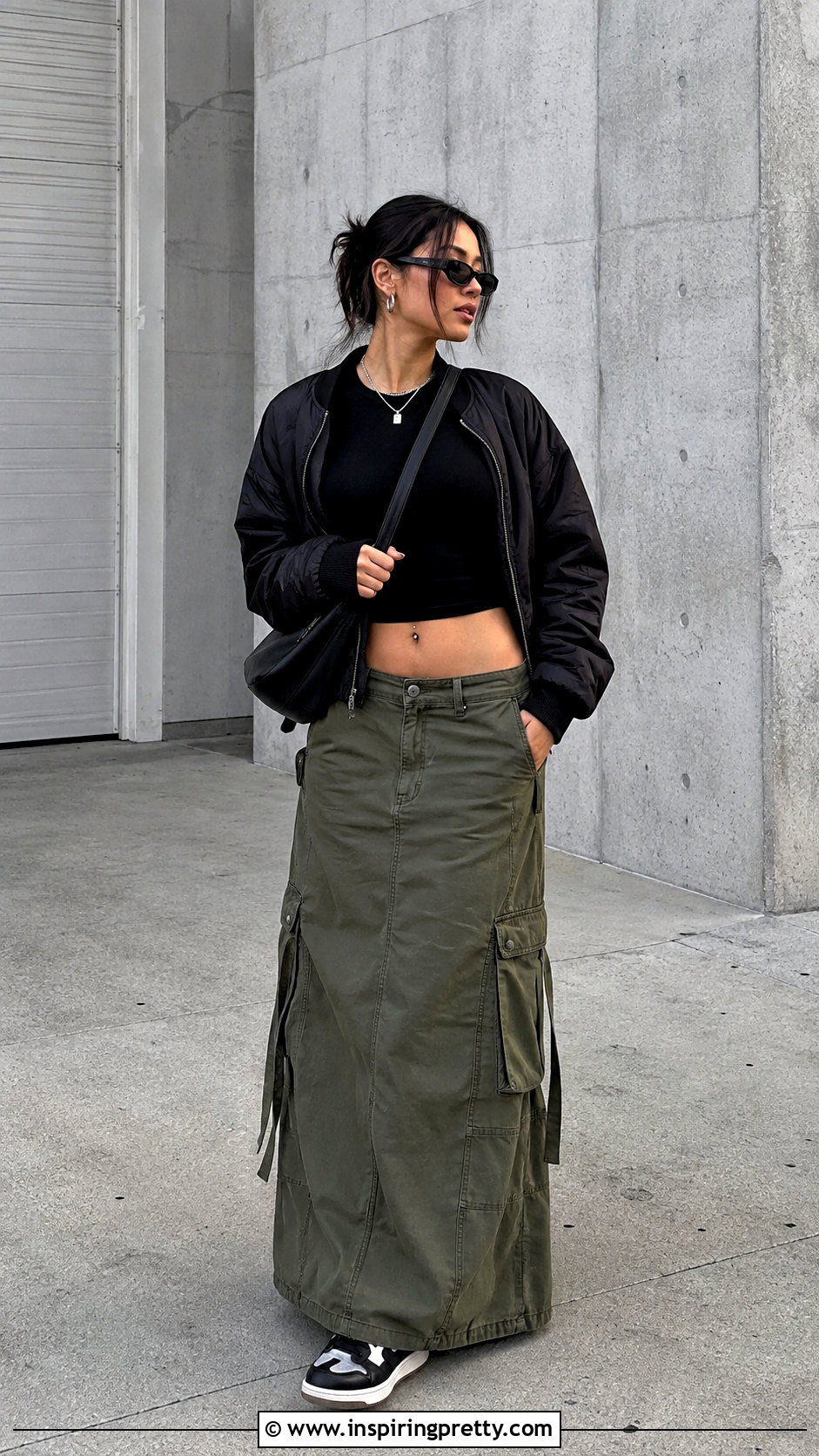 Crop Top With Cargo Maxi Skirt - 50 trending crop tops outfit ideas