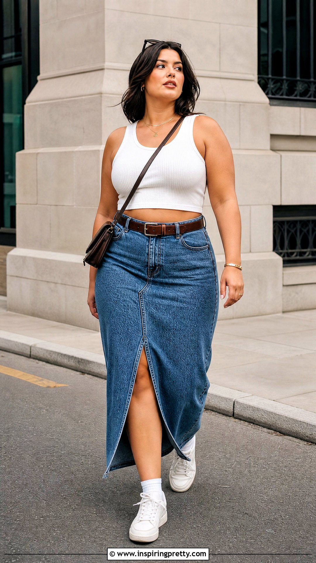 Crop Top With Denim Maxi Skirt - 20 Trendy Crop Top Styling Tips