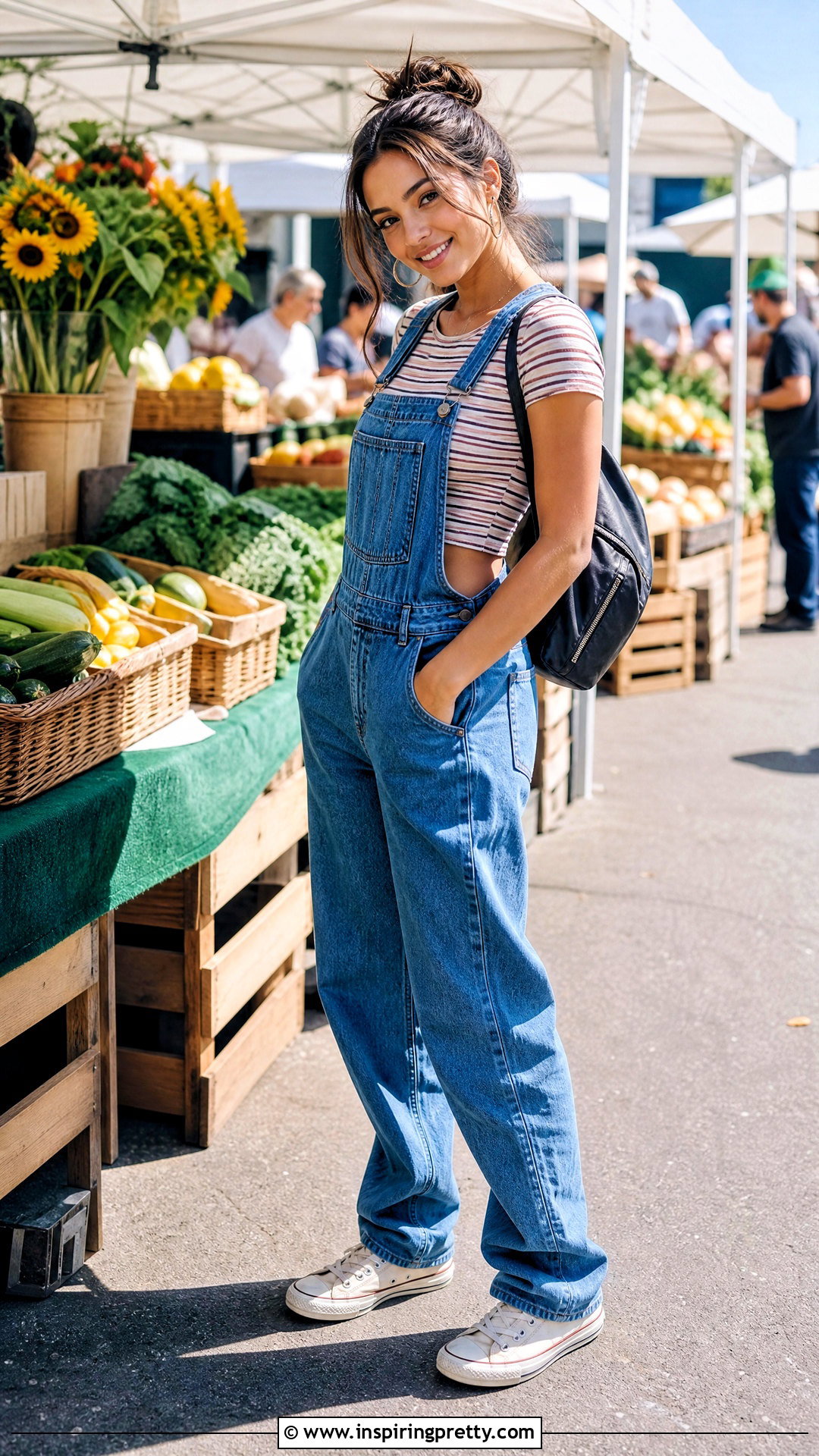 Crop Top With Denim Overalls - 50 outfits con crop tops