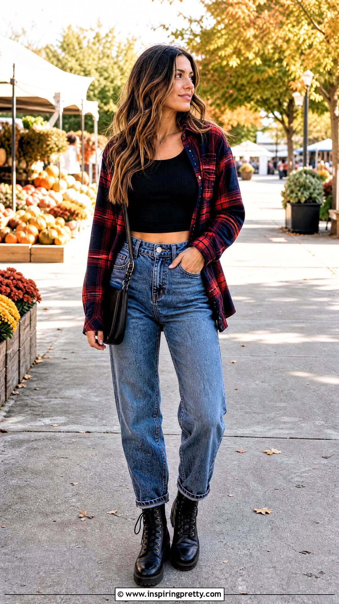 Crop Top With Flannel Shirt And Jeans - 50 outfits crop tops