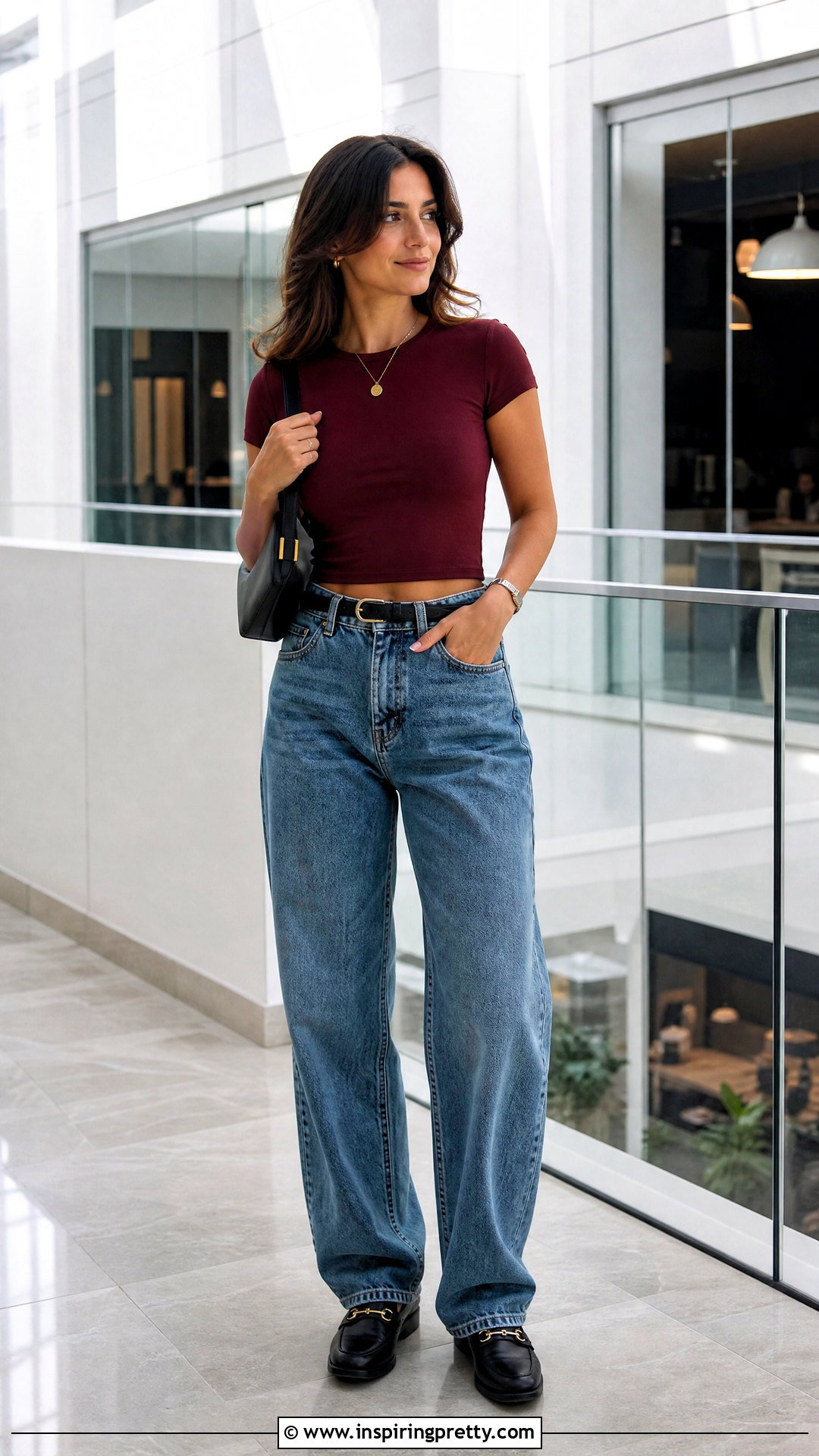 Crop Top With High Waisted Baggy Jeans - 50 baggy jeans and crop top outfit ideas