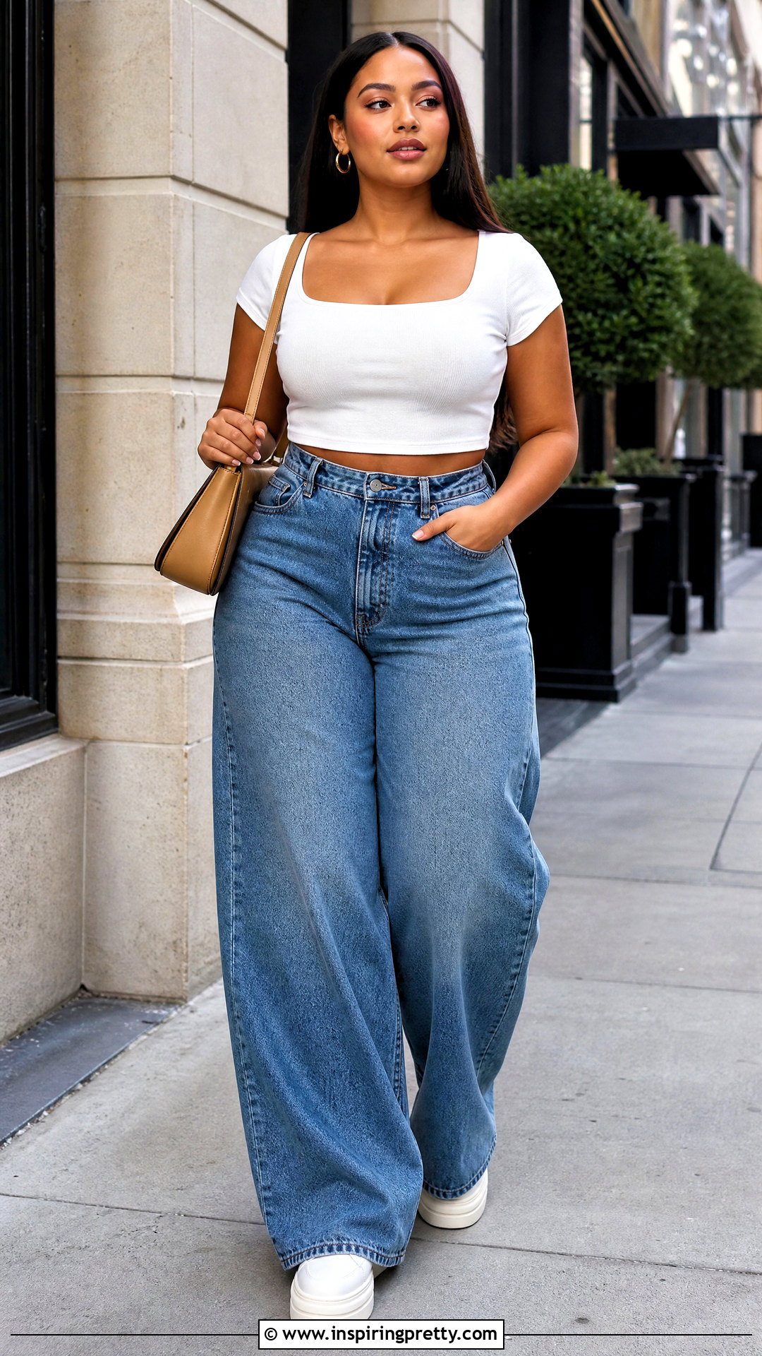 Crop Top With High Waisted Wide Leg Jeans - 20 Trendy Crop Top Styling Tips