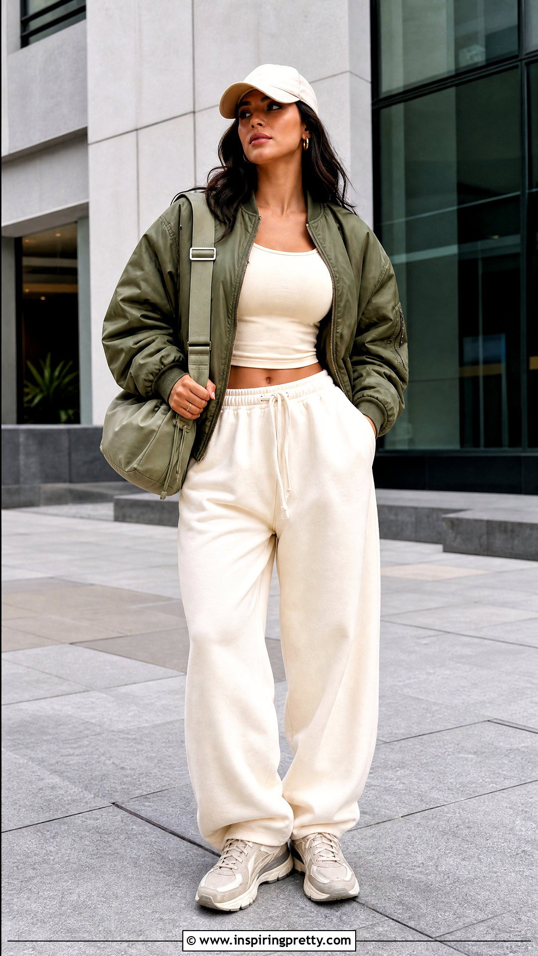 Crop Top With Joggers And Bomber Jacket - 50 stylish crop top outfit ideas