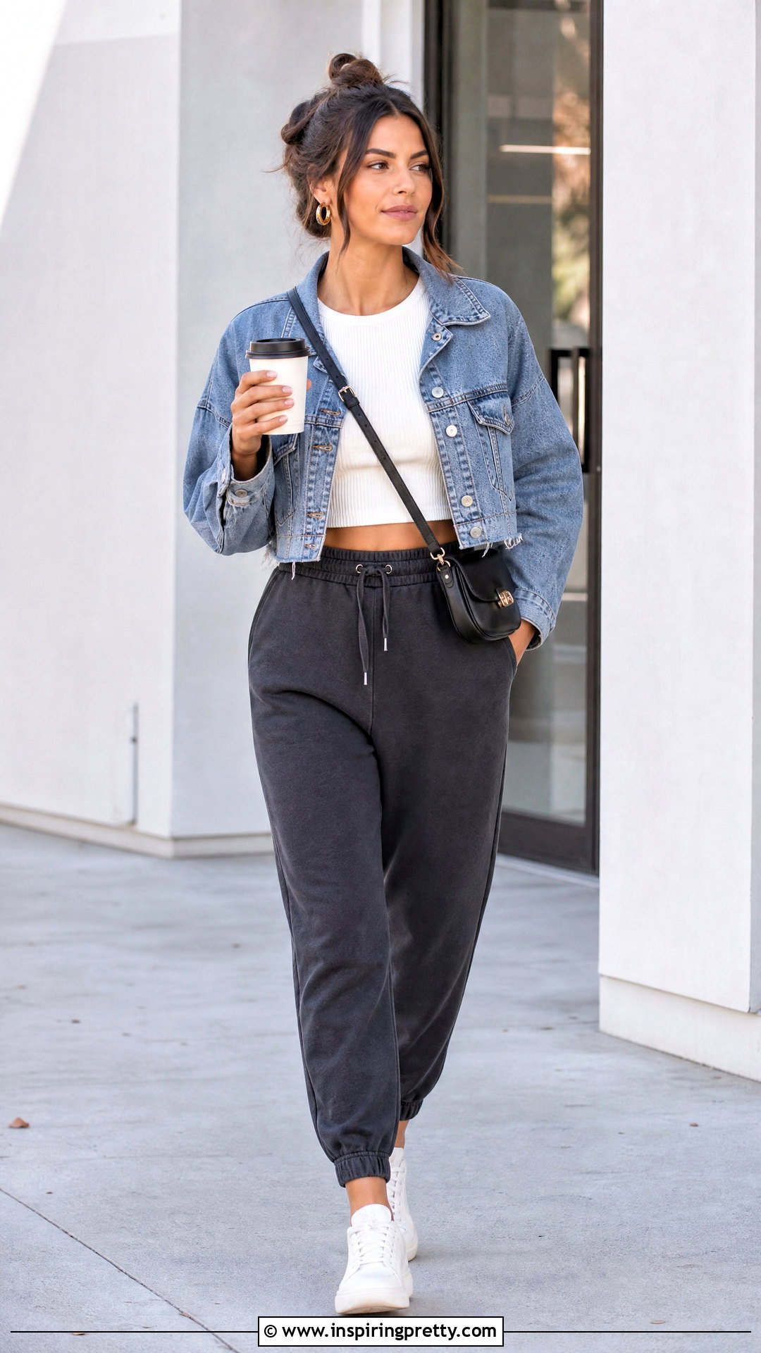 Crop Top With Joggers - 50 crop tops outfit ideas