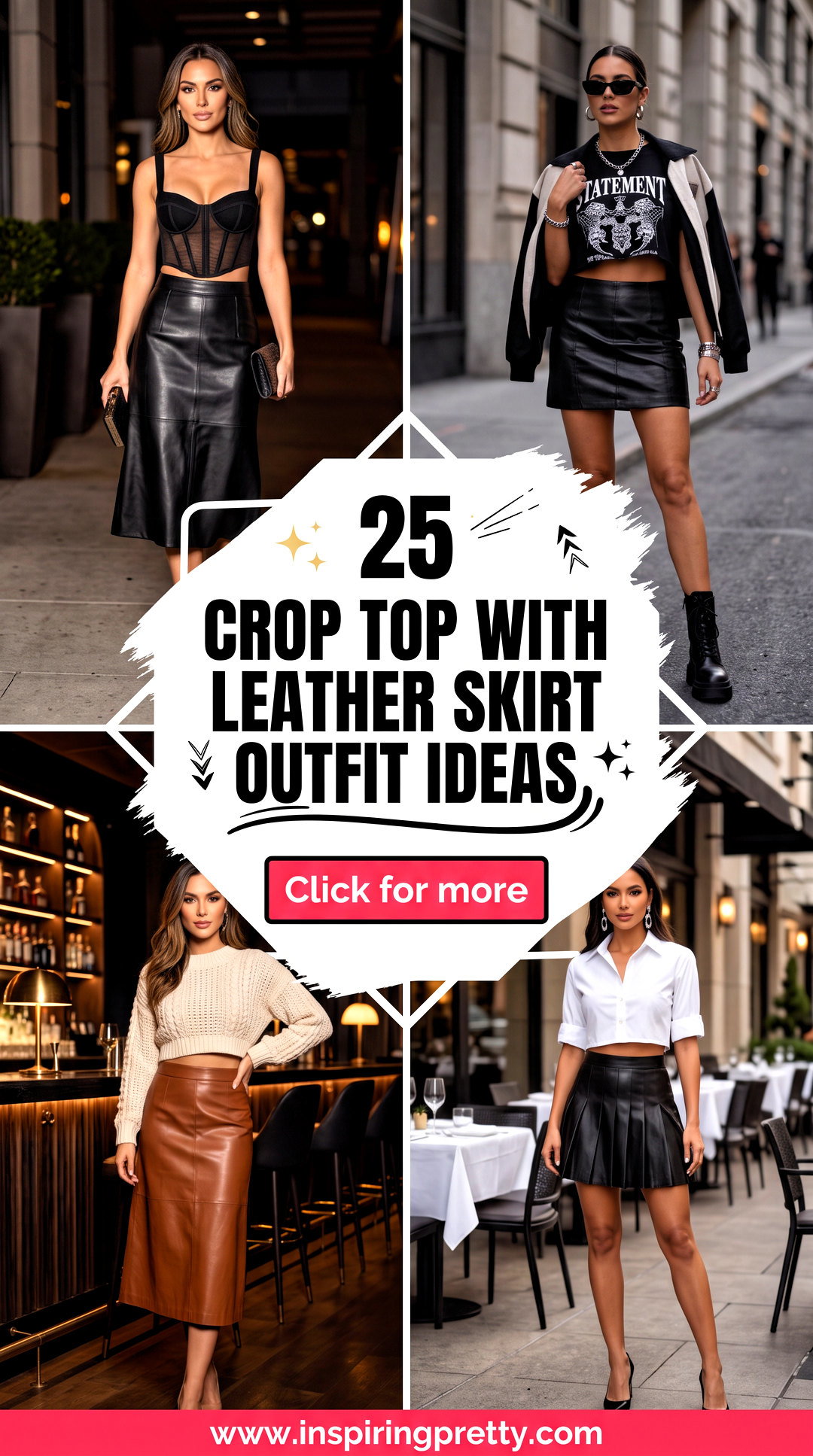 25 Crop Top With Leather Skirt Outfit Ideas for Date Night - 25 Crop Top With Leather Skirt Outfit Ideas for Date Night