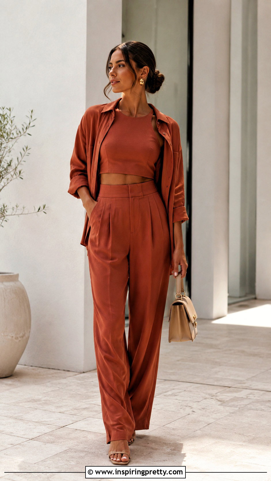 Crop Top With Matching Pants - 50 trending crop tops outfit ideas