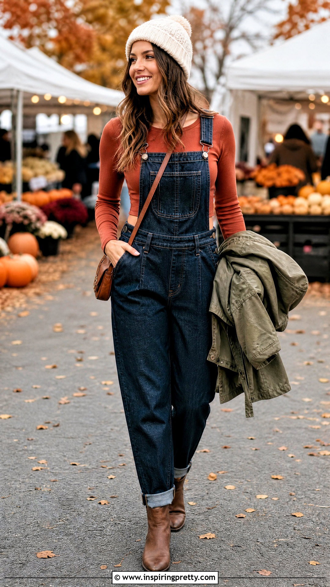 Crop Top With Overalls And Ankle Boots - 20 crop top fall fashion ideas